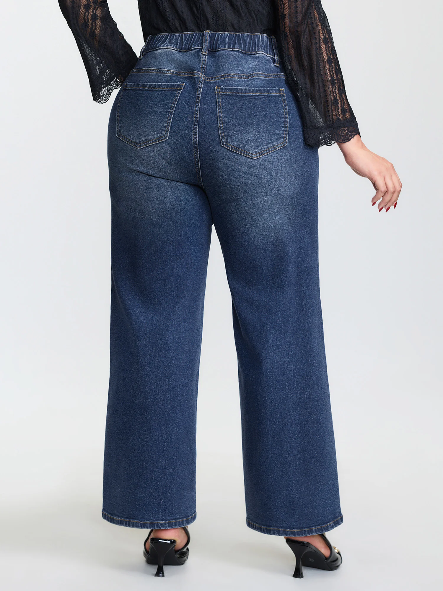 Thigh-Friendly Washed Distressed Wide-Leg Jeans - Image 4