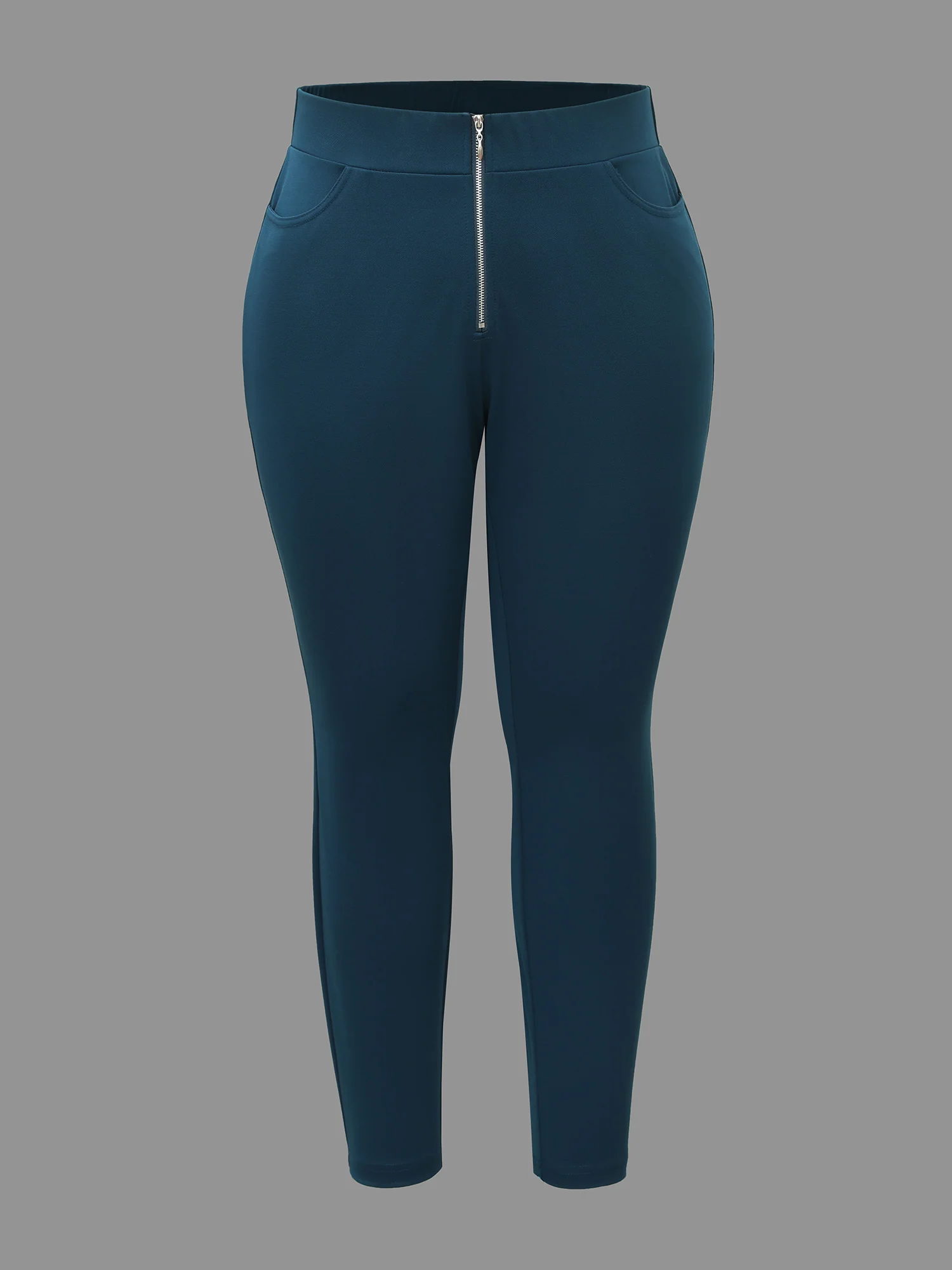 Mid Rise Zipper Detail Skinny Pants - Image 8