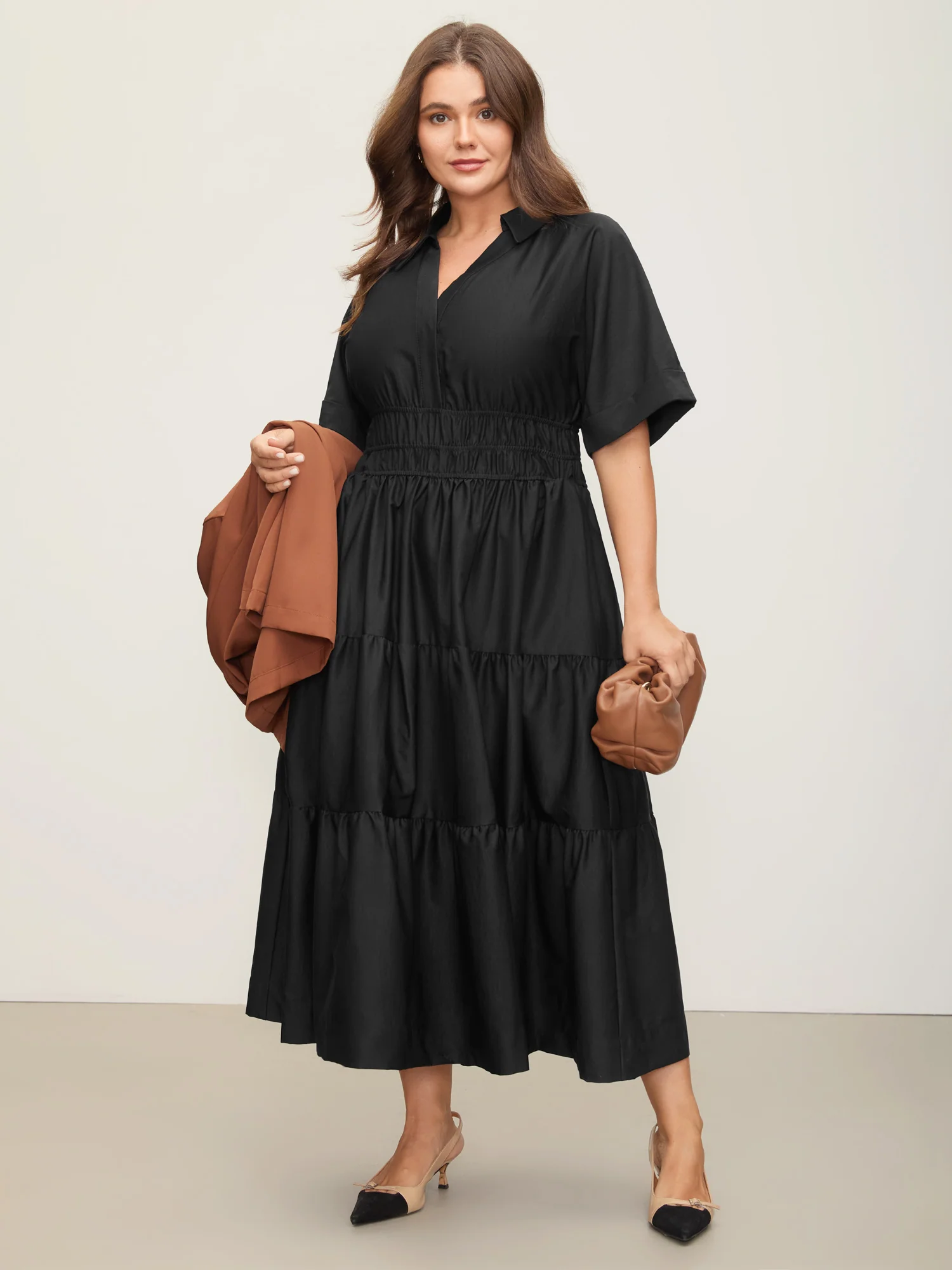 Midfield Tiered Midi Shirt Dress - Image 3