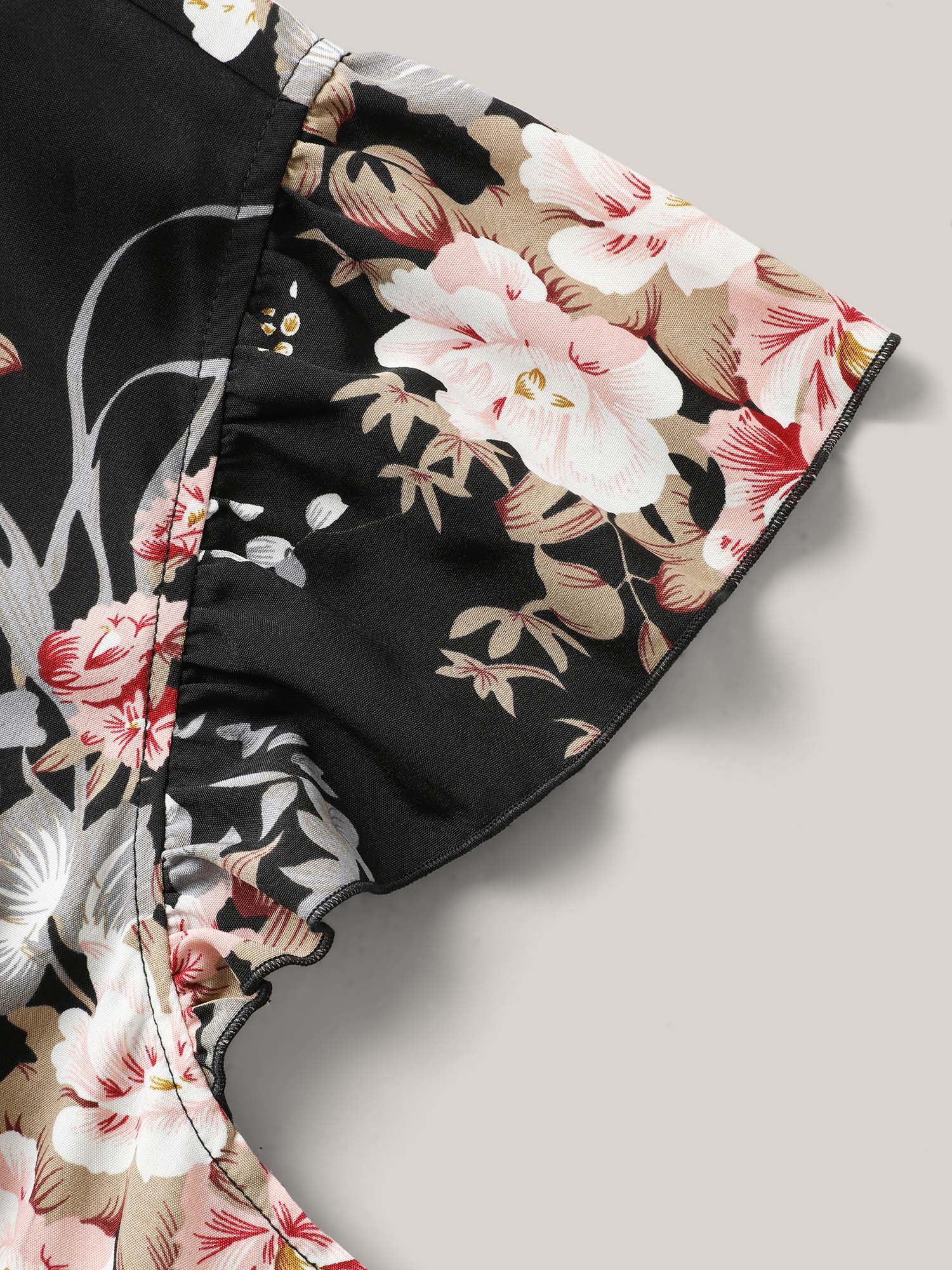 Midnight Blooms Wrap A-Line Midi Dress - Image 7