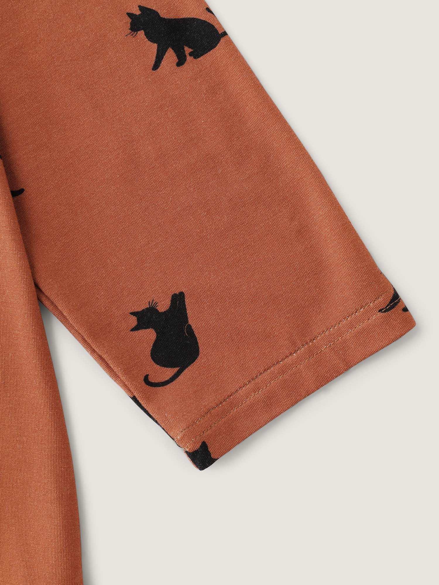 Midnight Cat Print Lounge Top - Image 5