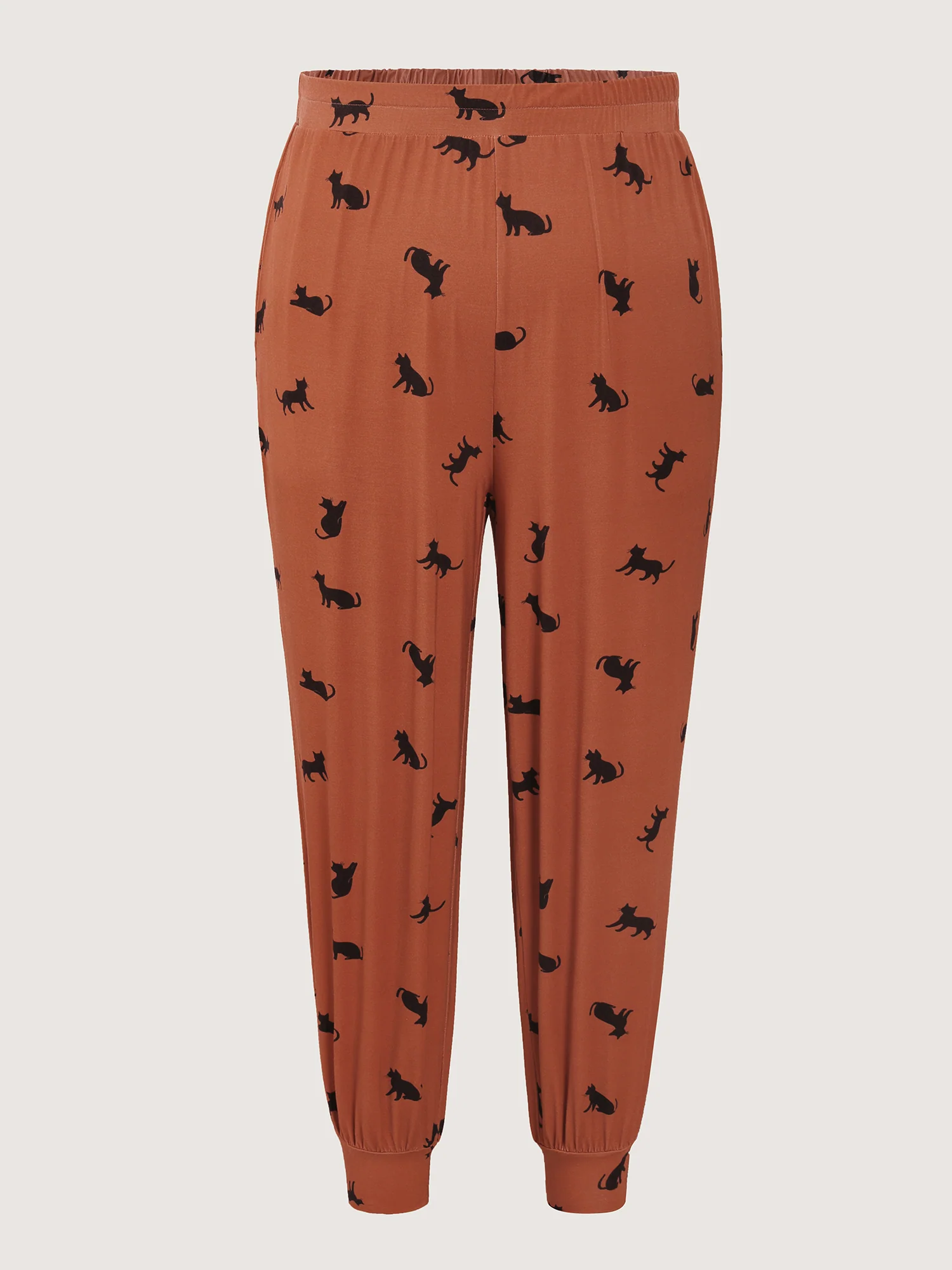 Midnight Cat Print Stretchy Lounge Bottoms - Image 7