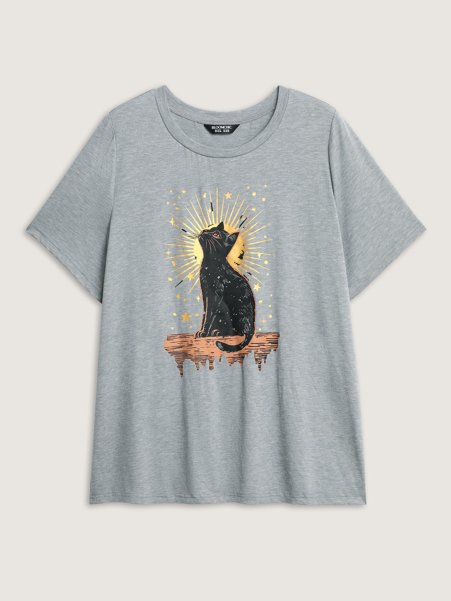 Midnight Cat Print Stretchy T-Shirt - Image 7