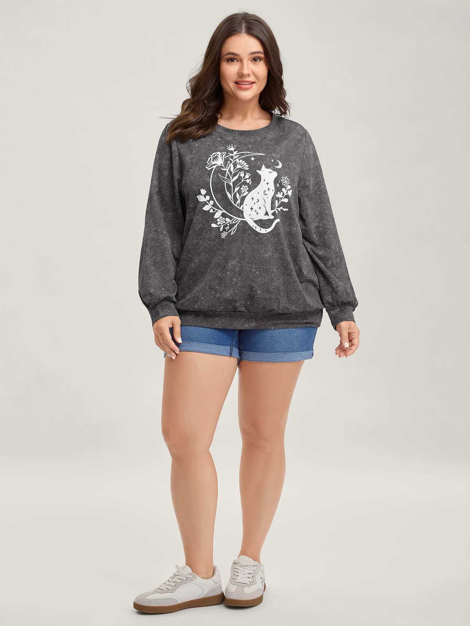 Midnight Cat Stretchy Solid Sweatshirt - Image 3