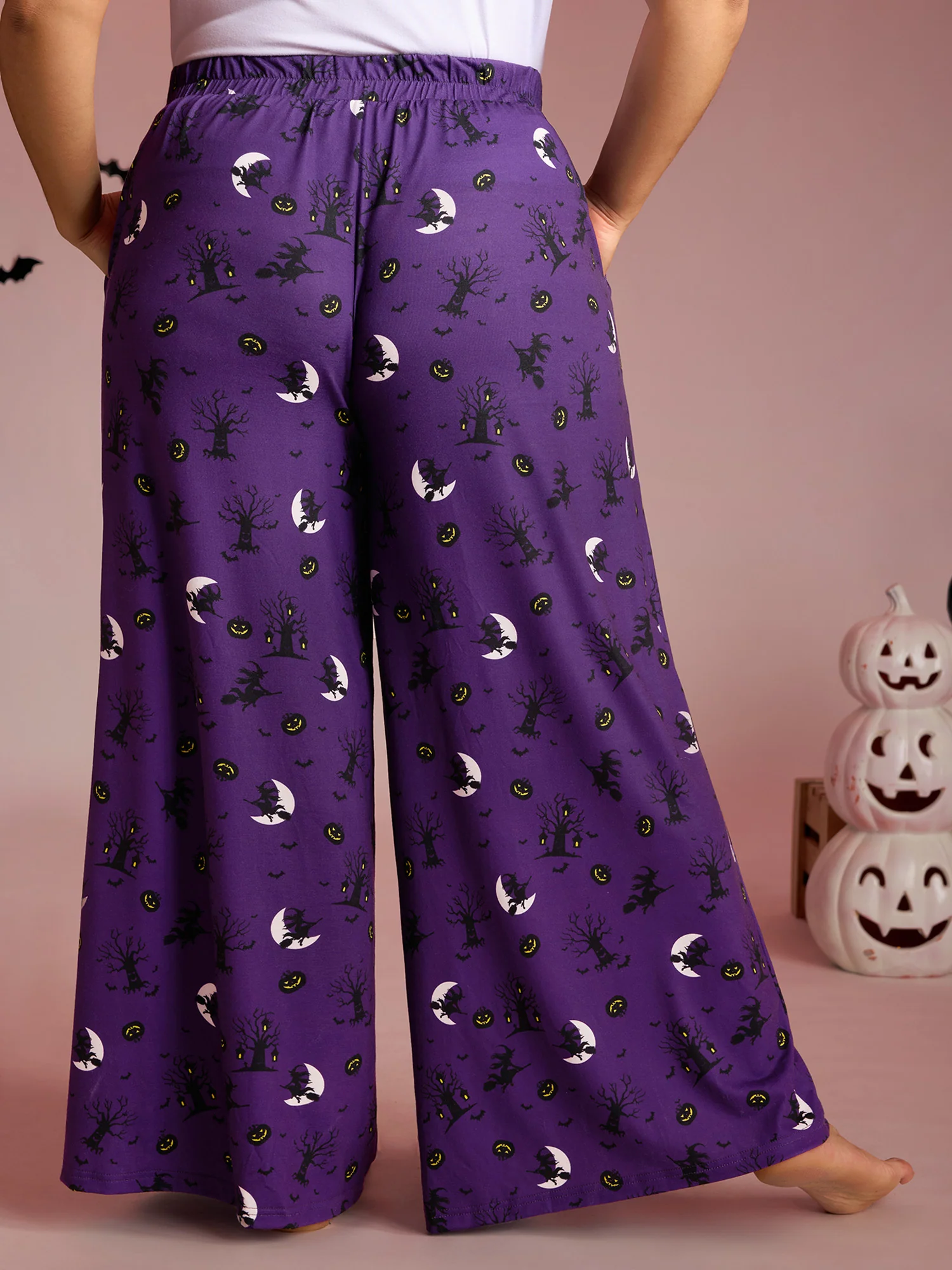 Midnight Halloween Print Wide-Leg Lounge Pants - Image 4