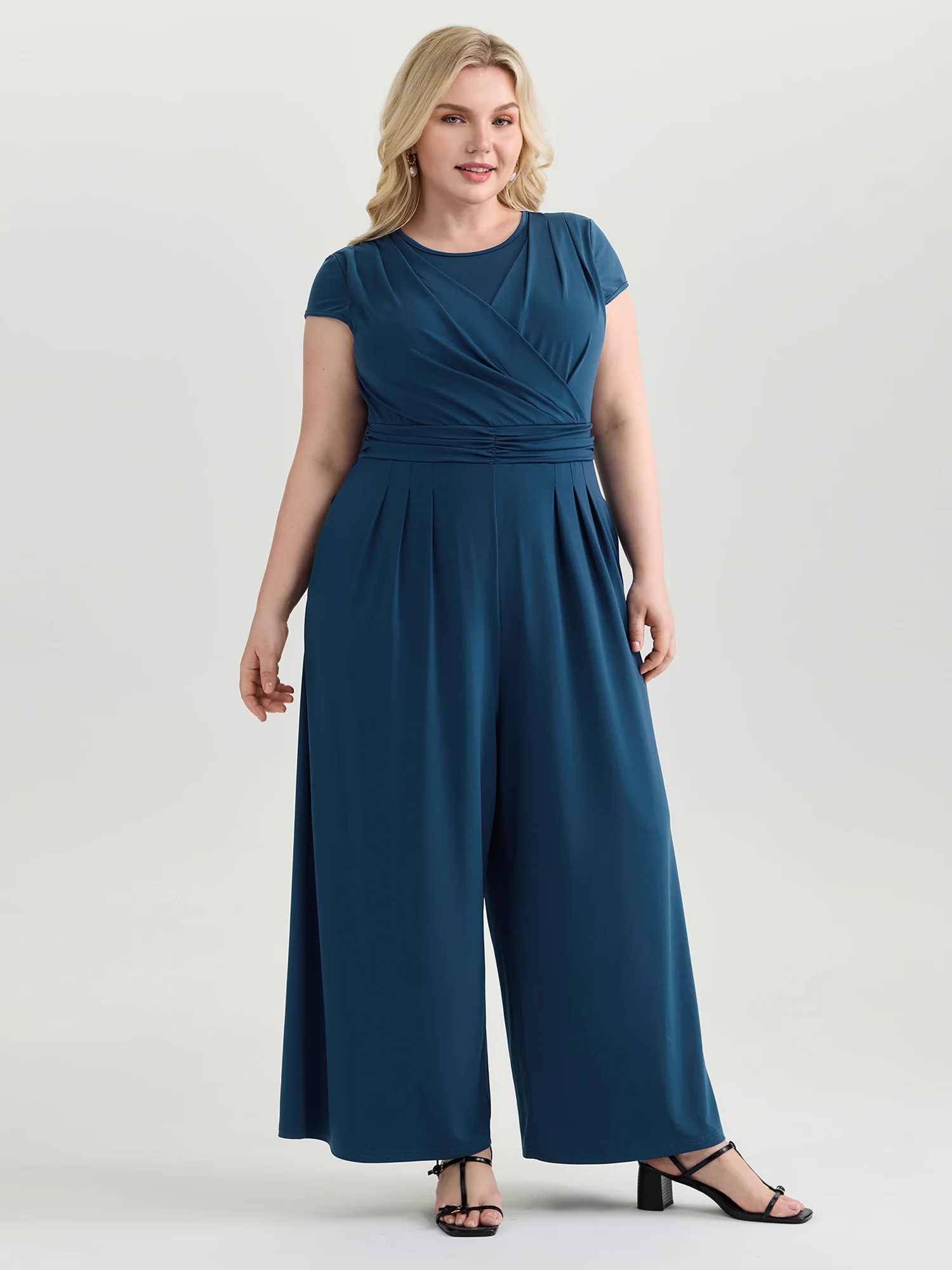 Minimalist Overlap Plain Jumpsuit - Image 3