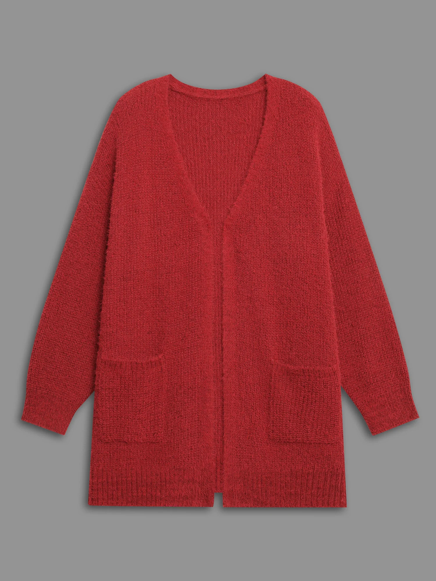 Mink-Hair Feel Pockets Open Front Cardigan - Image 8