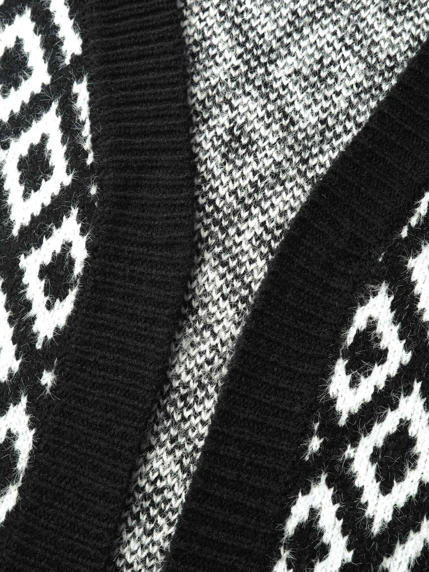Mink Jacquard Diamond Pattern Knit Cardigan - Image 5