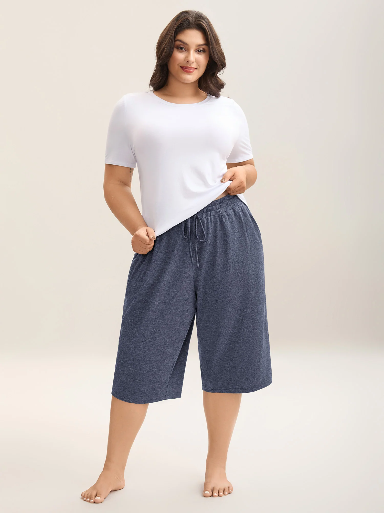 Mixed Color Knit Drawstring Loungewear Bottoms - Image 13