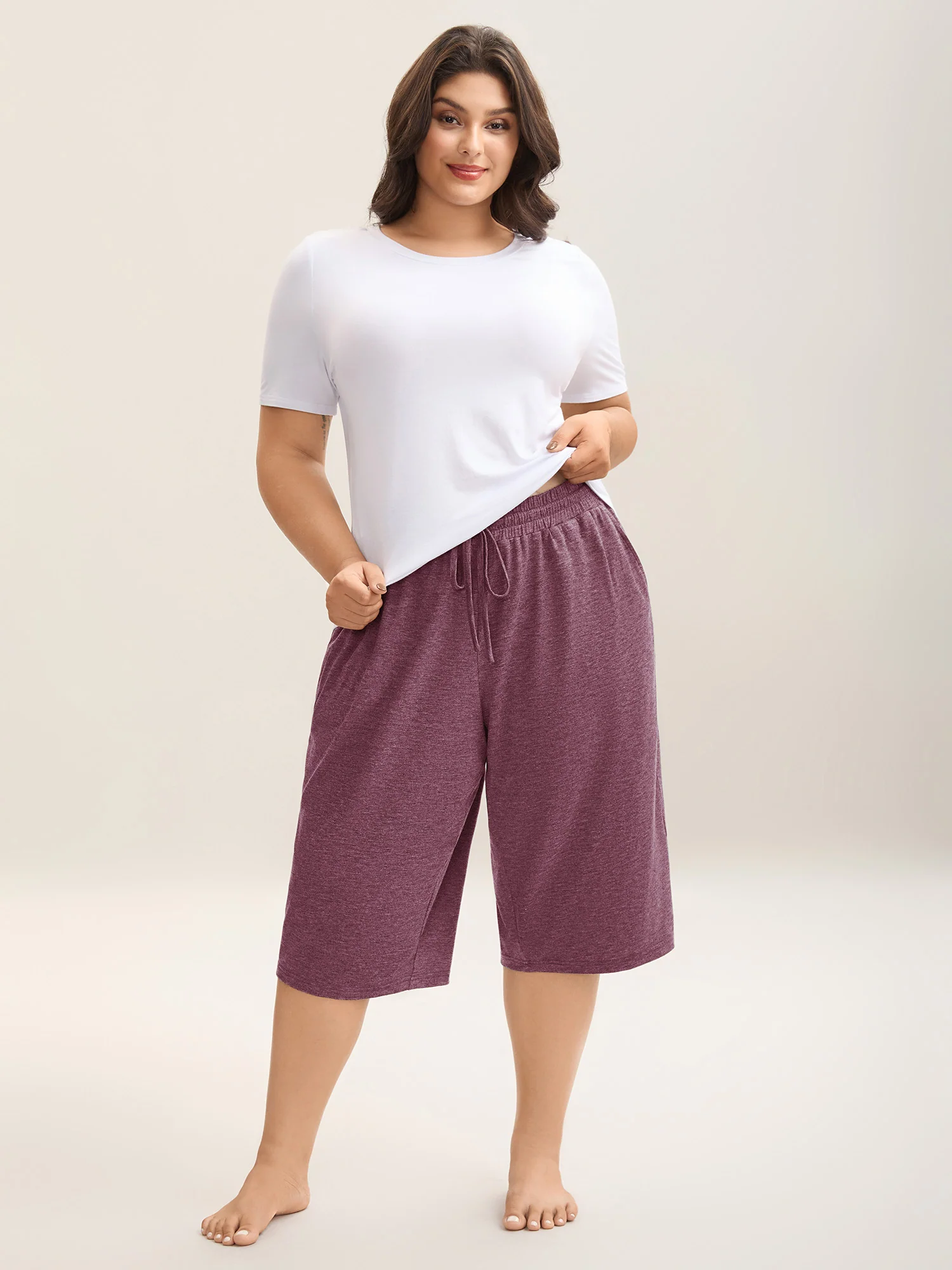 Mixed Color Knit Drawstring Loungewear Bottoms - Image 17