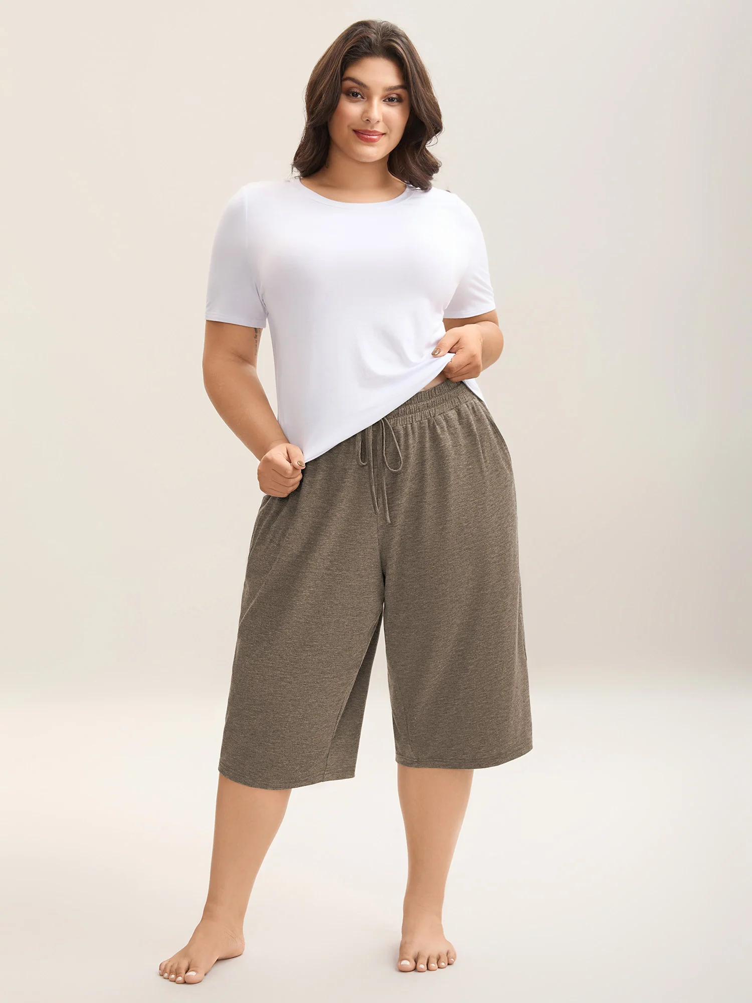 Mixed Color Knit Drawstring Loungewear Bottoms - Image 25