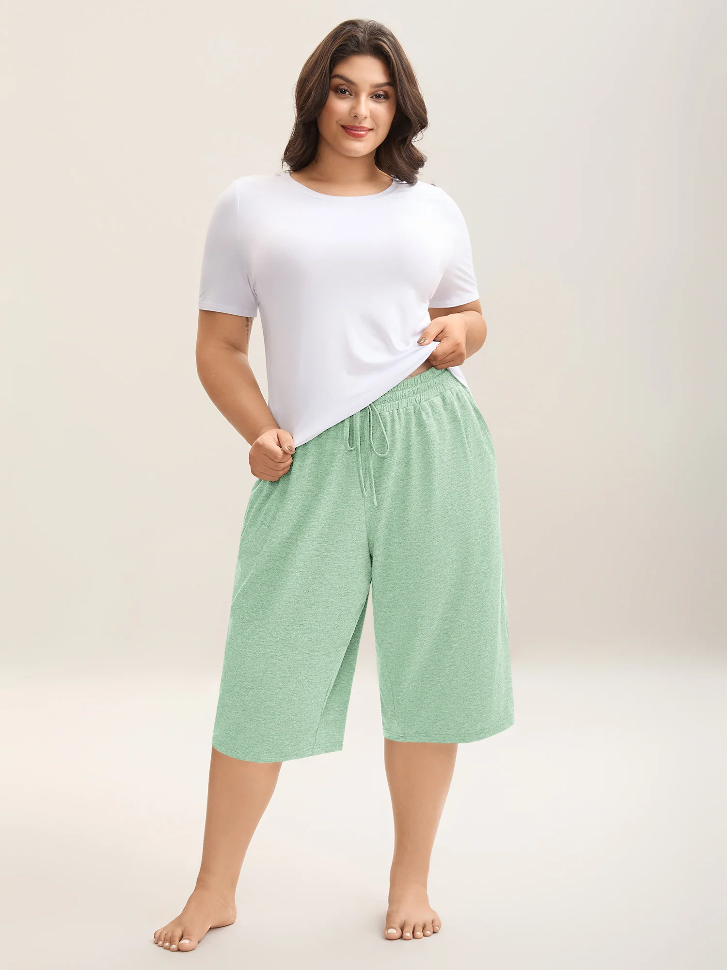 Mixed Color Knit Drawstring Loungewear Bottoms - Image 33