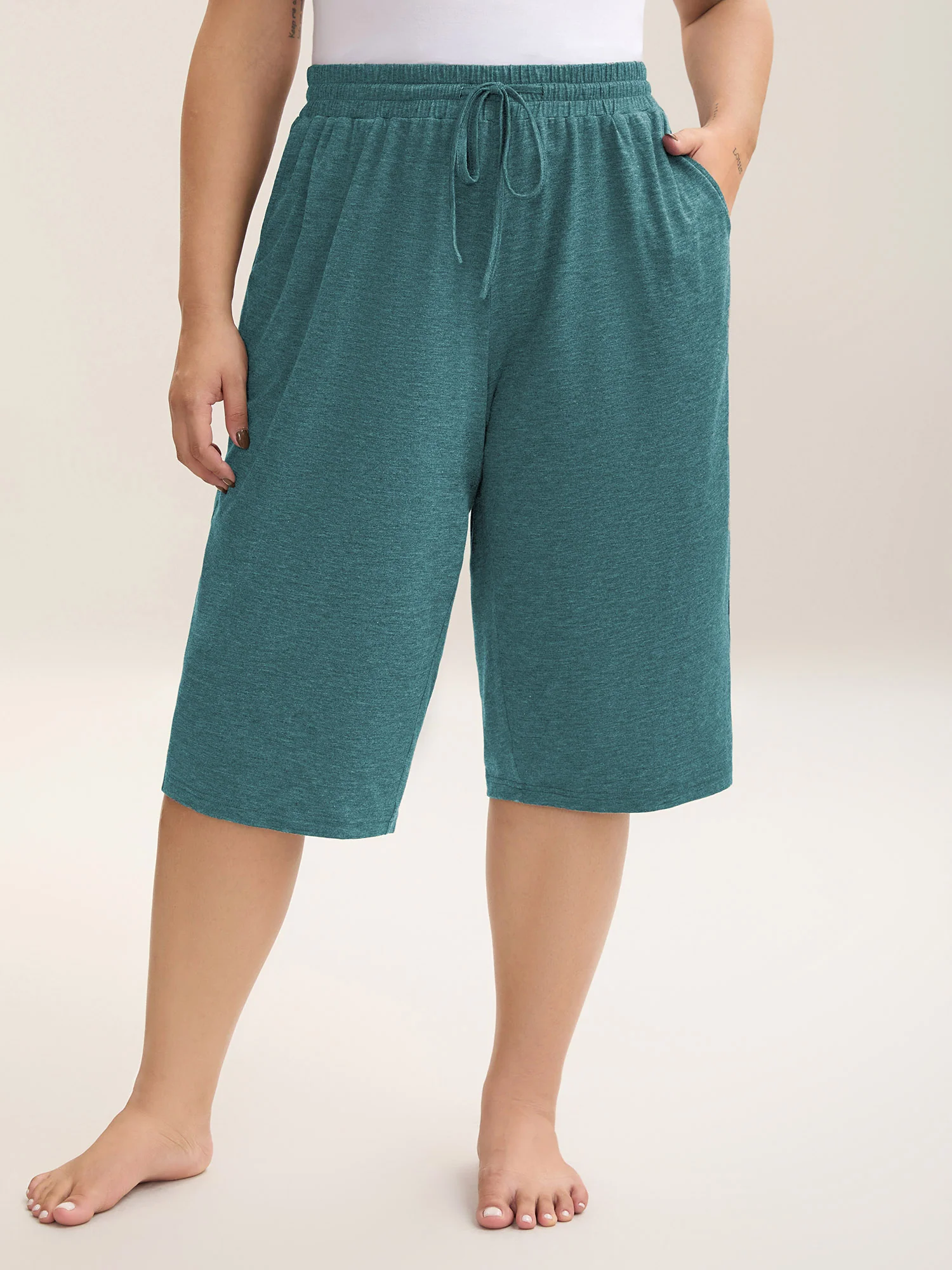 Mixed Color Knit Drawstring Loungewear Bottoms - Image 36