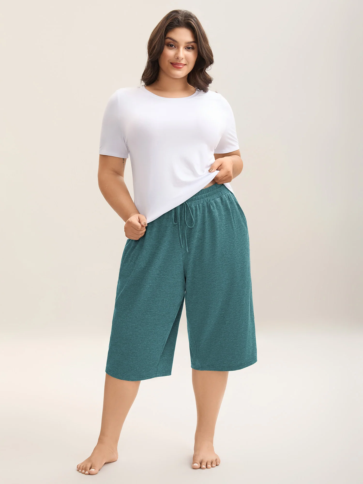 Mixed Color Knit Drawstring Loungewear Bottoms - Image 37
