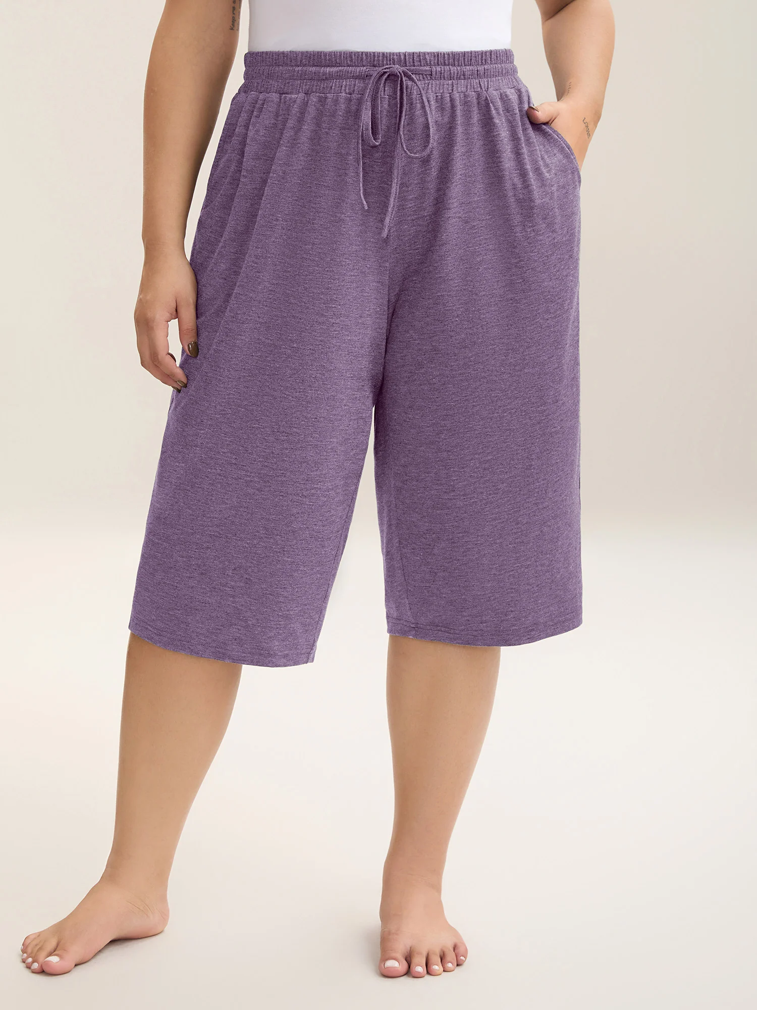 Mixed Color Knit Drawstring Loungewear Bottoms - Image 40