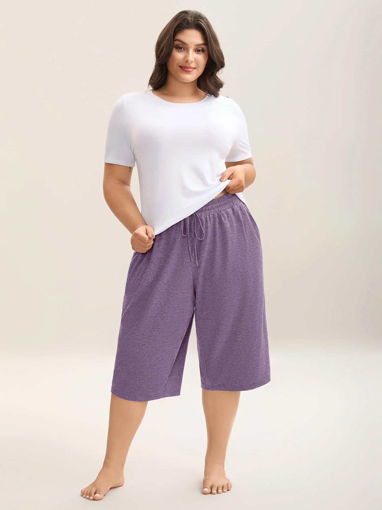 Mixed Color Knit Drawstring Loungewear Bottoms - Image 41