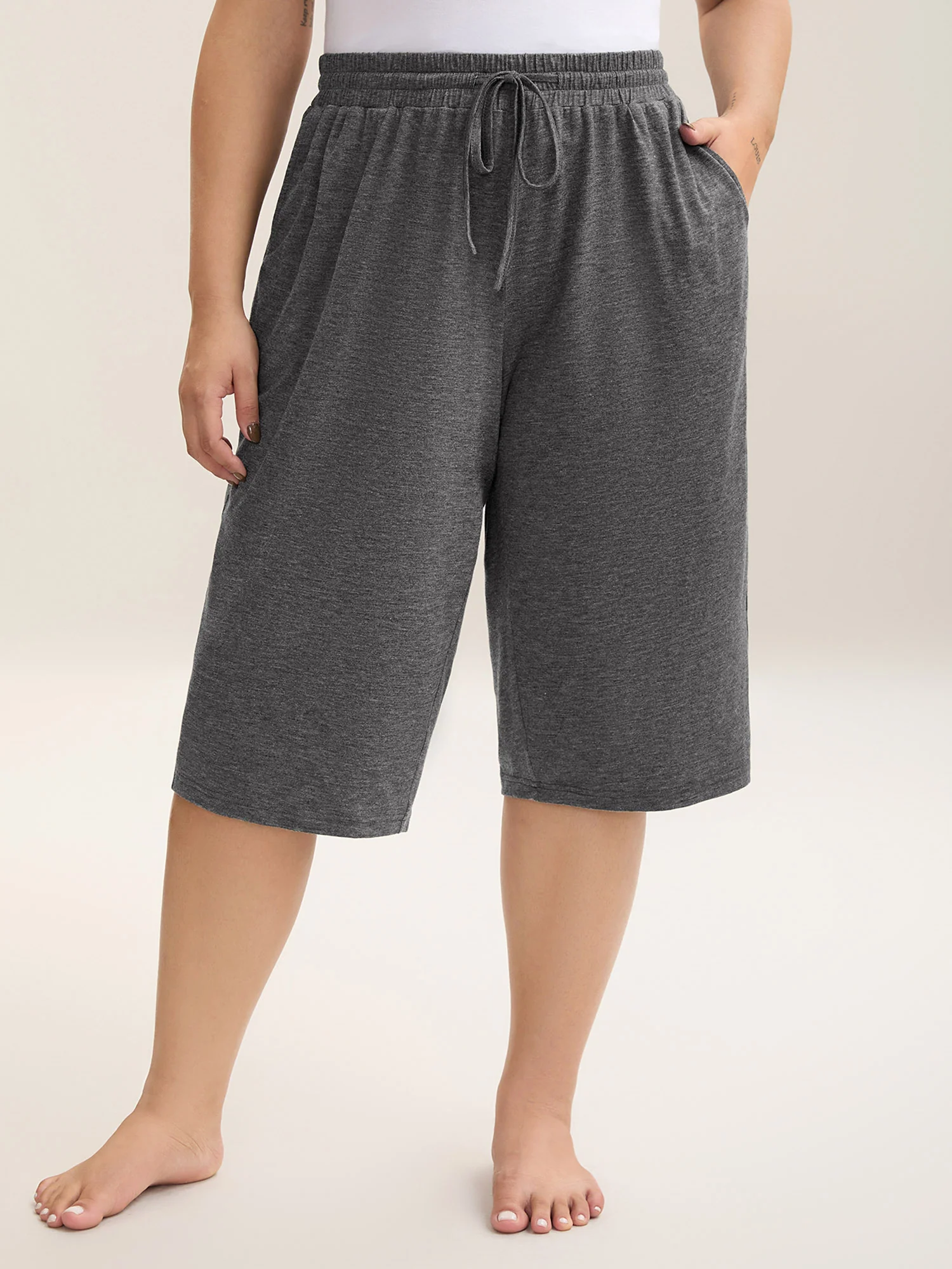 Mixed Color Knit Drawstring Loungewear Bottoms - Image 5