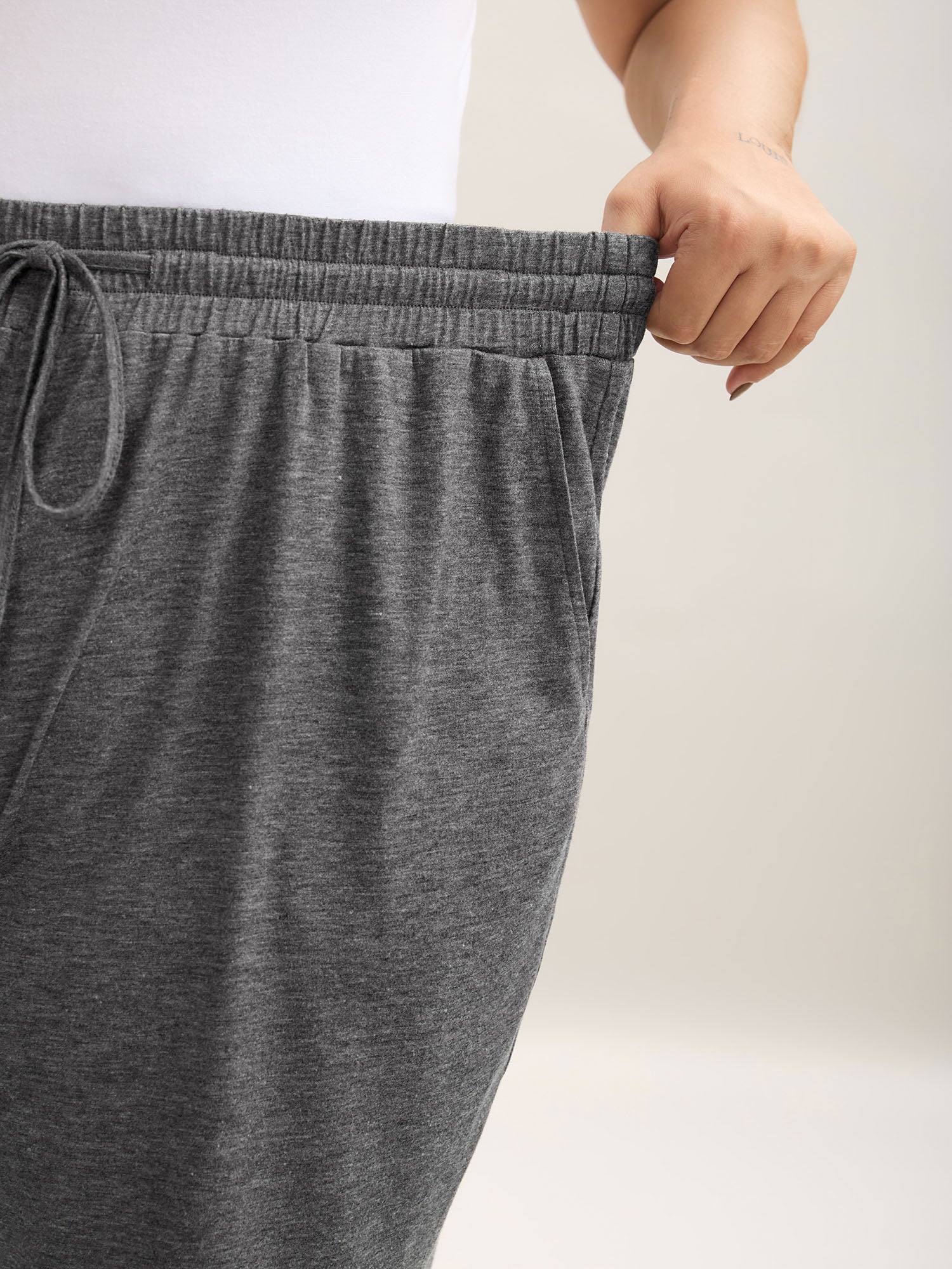 Mixed Color Knit Drawstring Loungewear Bottoms - Image 6