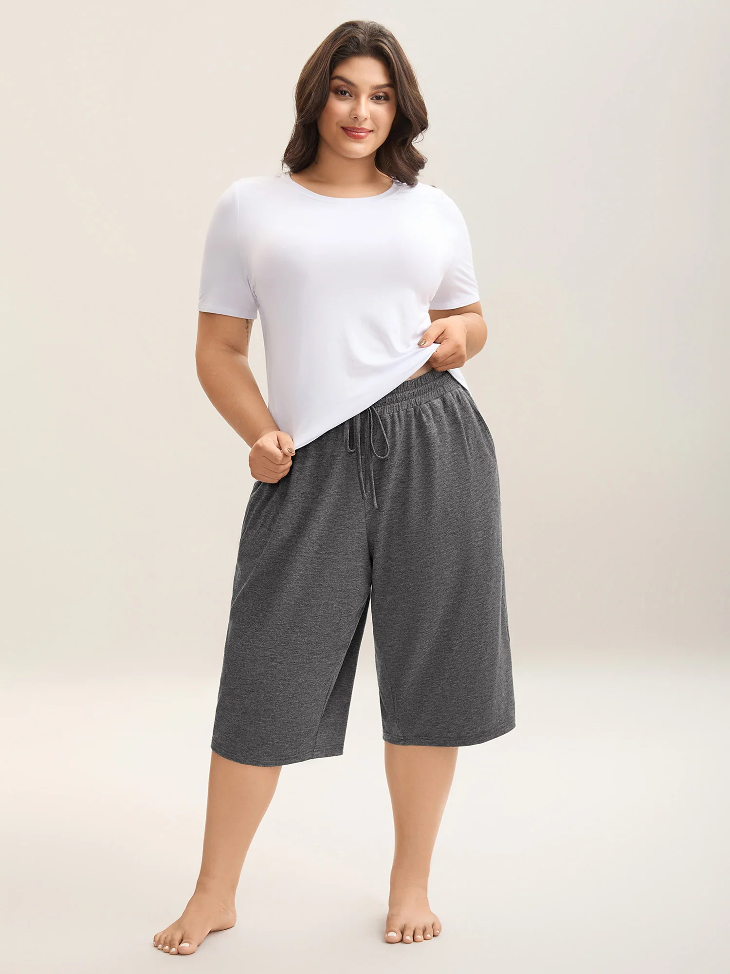 Mixed Color Knit Drawstring Loungewear Bottoms - Image 7