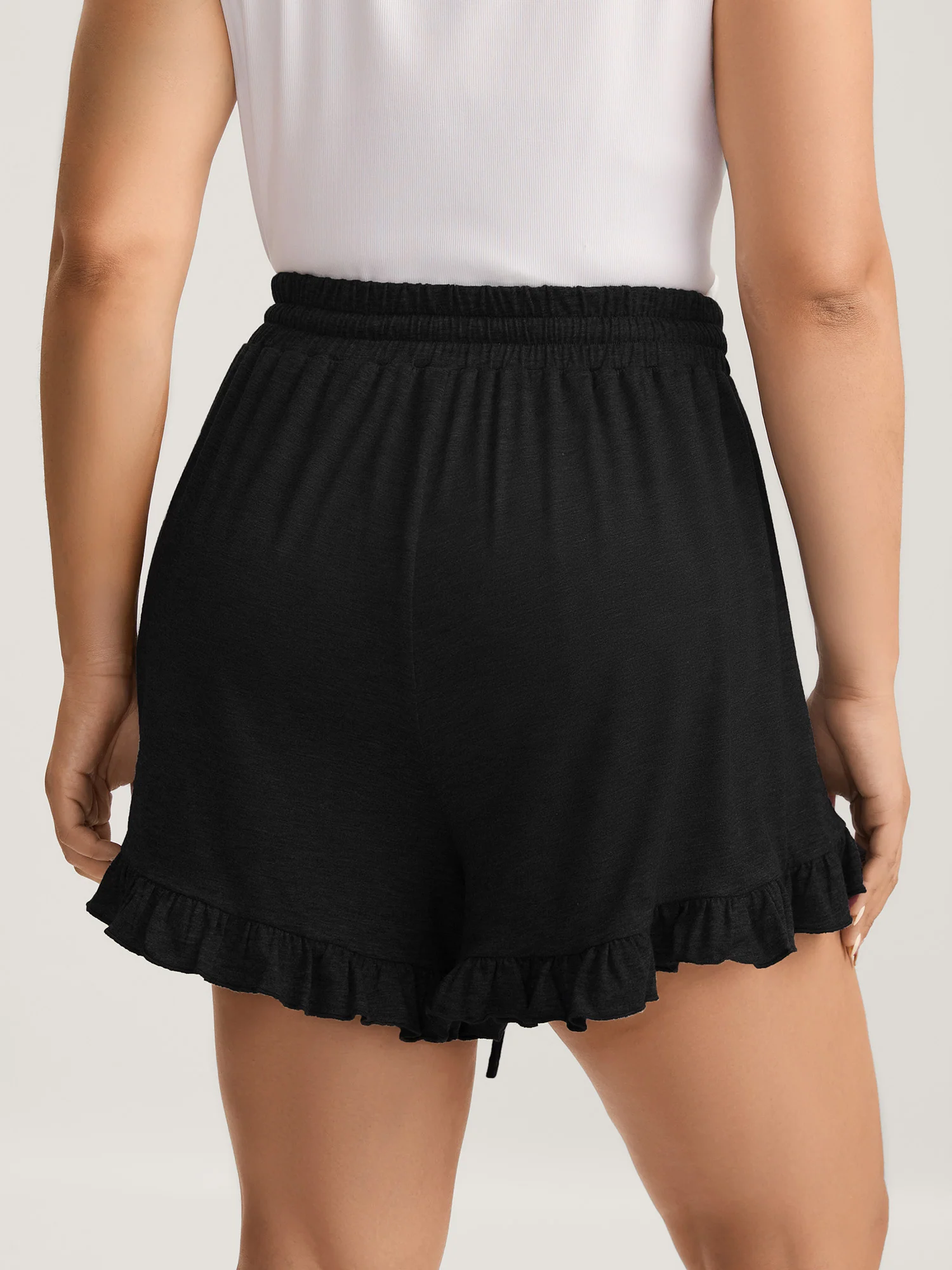 Supersoft Mixed Color Knit Drawstring Ruffled Shorts - Image 11