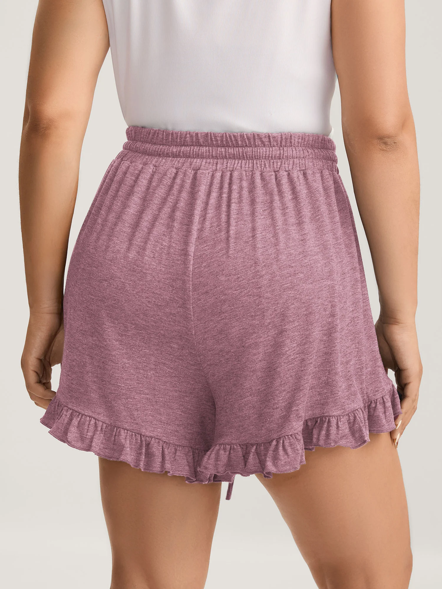Supersoft Mixed Color Knit Drawstring Ruffled Shorts - Image 15