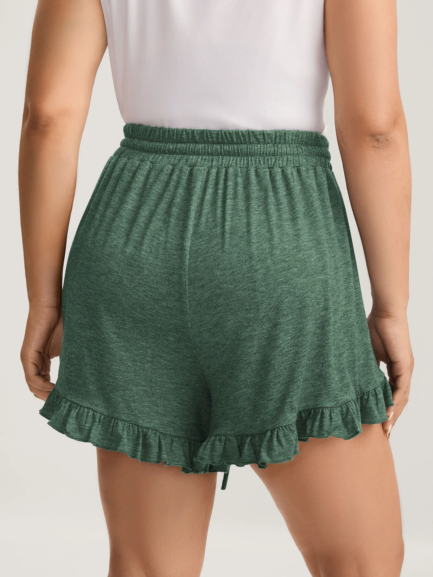 Supersoft Mixed Color Knit Drawstring Ruffled Shorts - Image 35