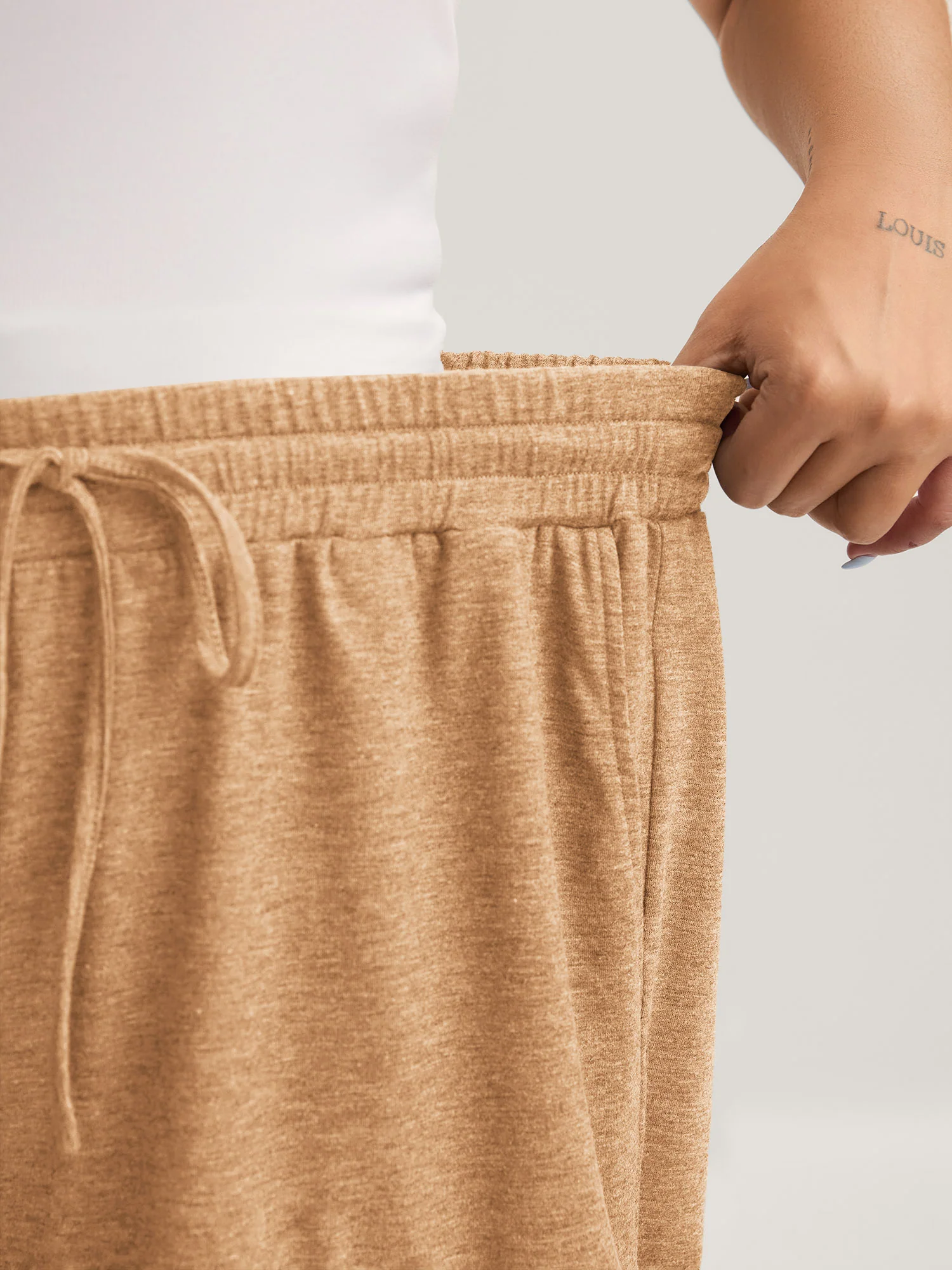 Supersoft Mixed Color Knit Drawstring Ruffled Shorts - Image 49