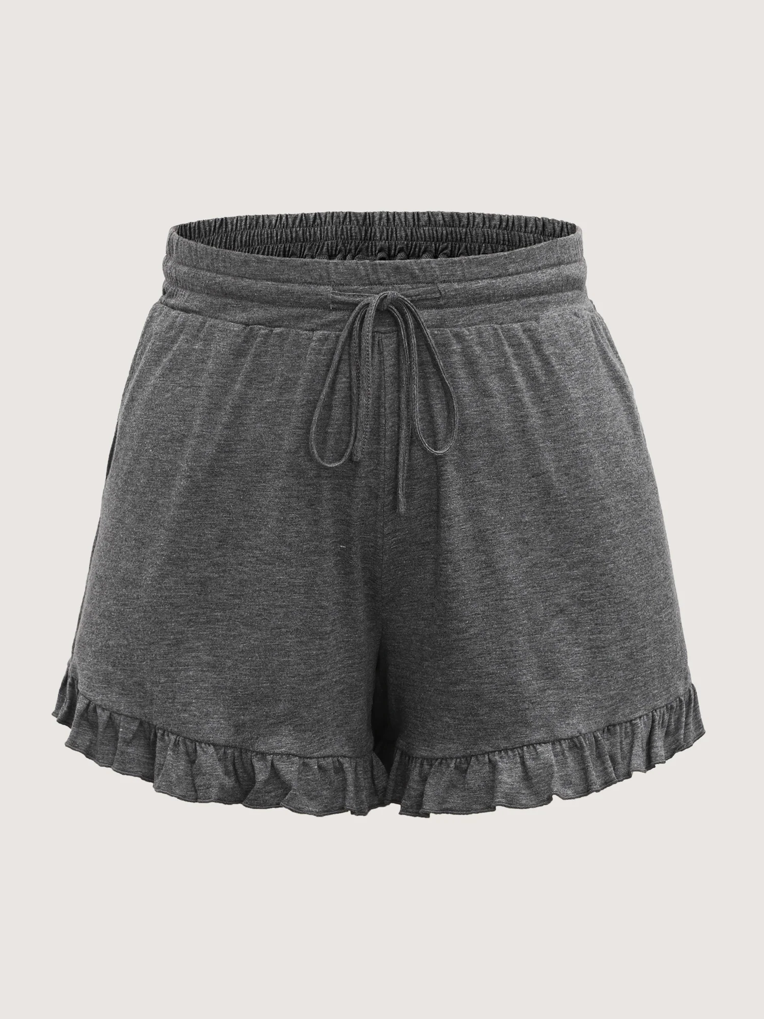 Supersoft Mixed Color Knit Drawstring Ruffled Shorts - Image 7