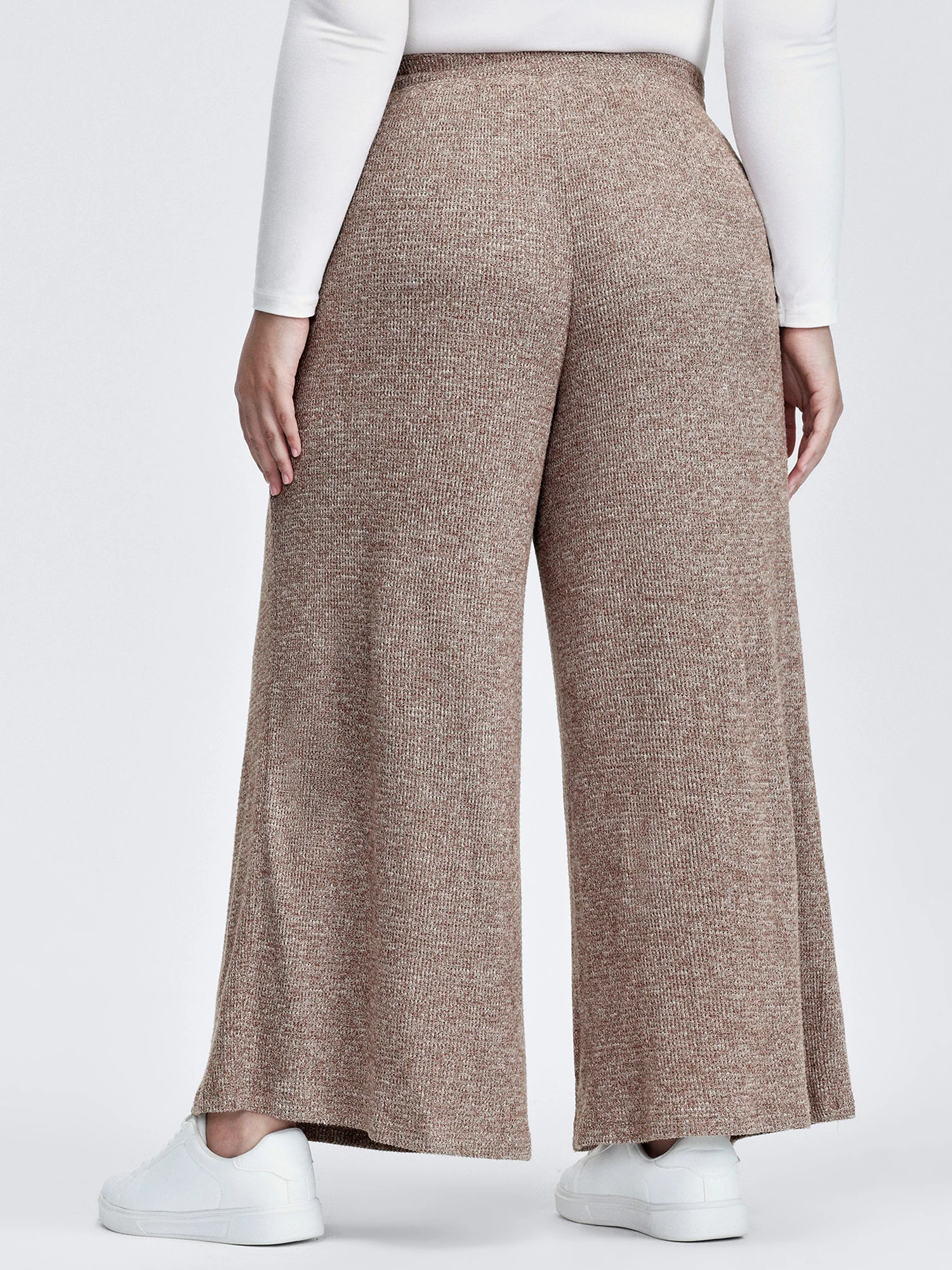 Mixed Color Knit Pleated Drawstring Pants - Image 4
