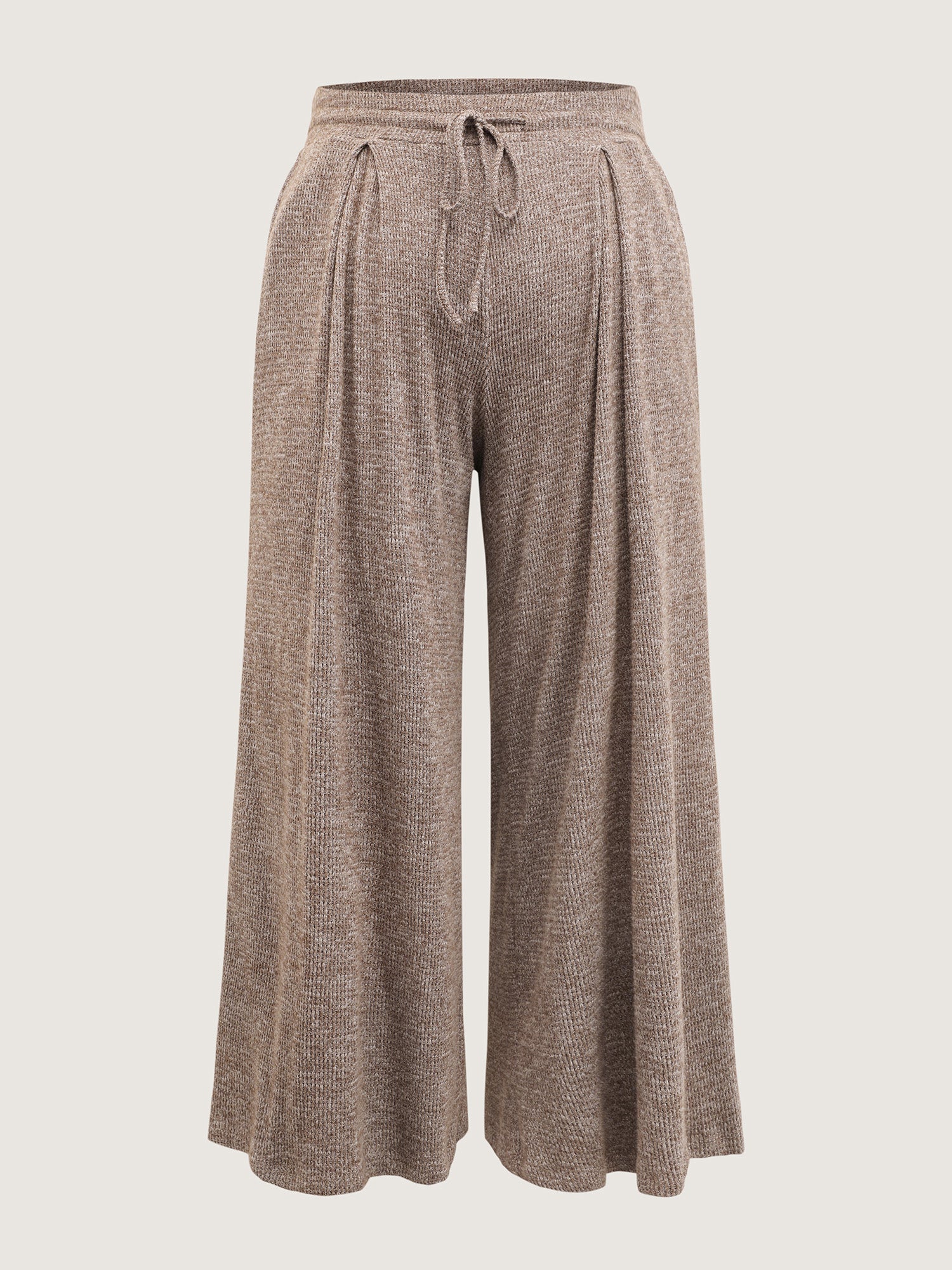 Mixed Color Knit Pleated Drawstring Pants - Image 7