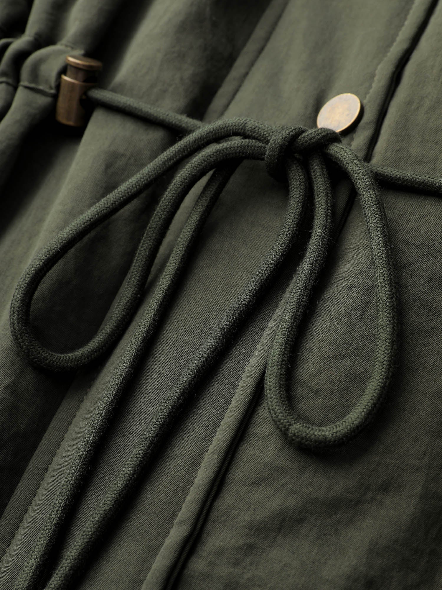 Mixed Fabric Waist Drawstring Quilted Jacket - Image 8