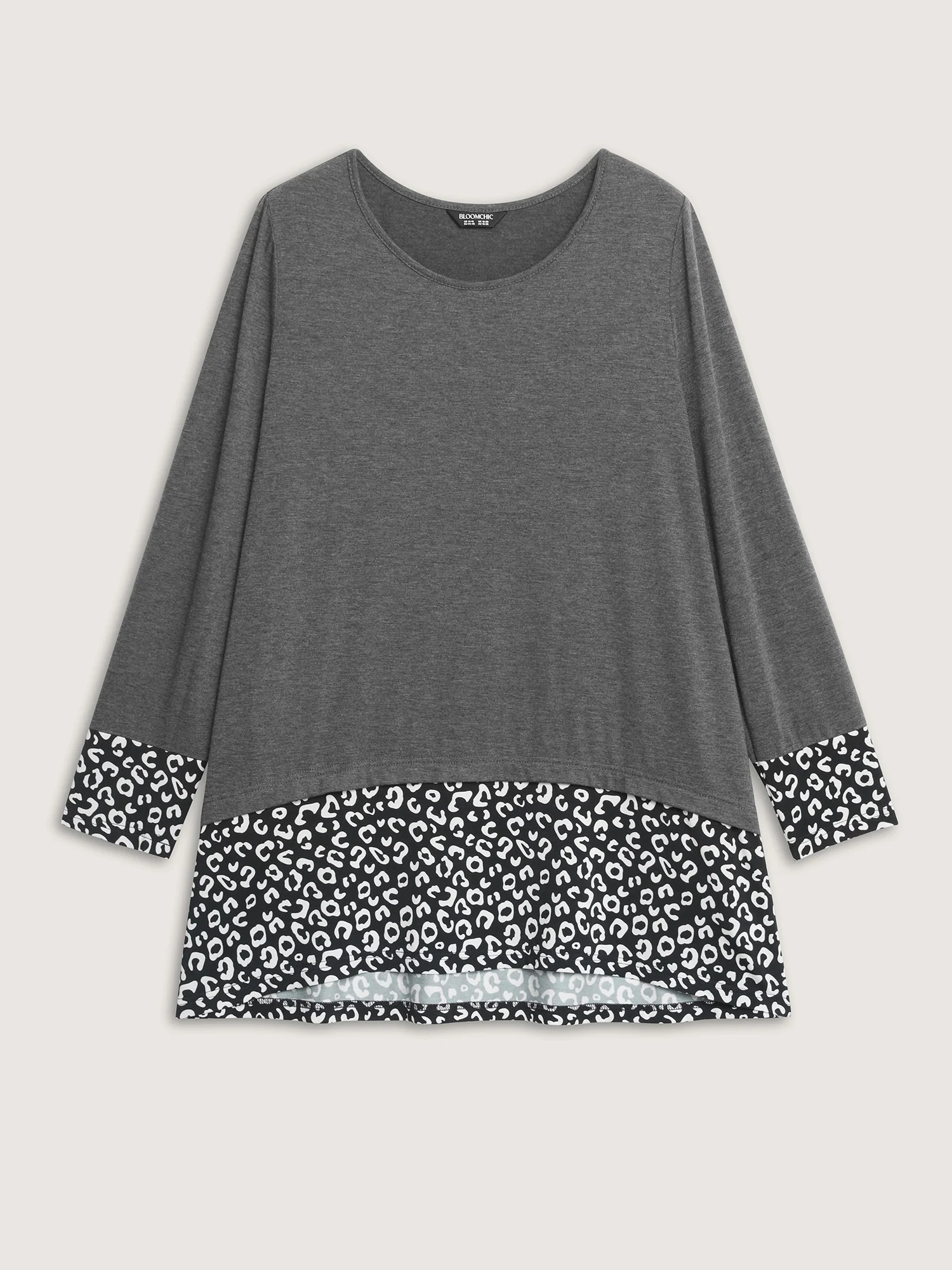 Mixed Material Layered Leopard Print T-Shirt - Image 7