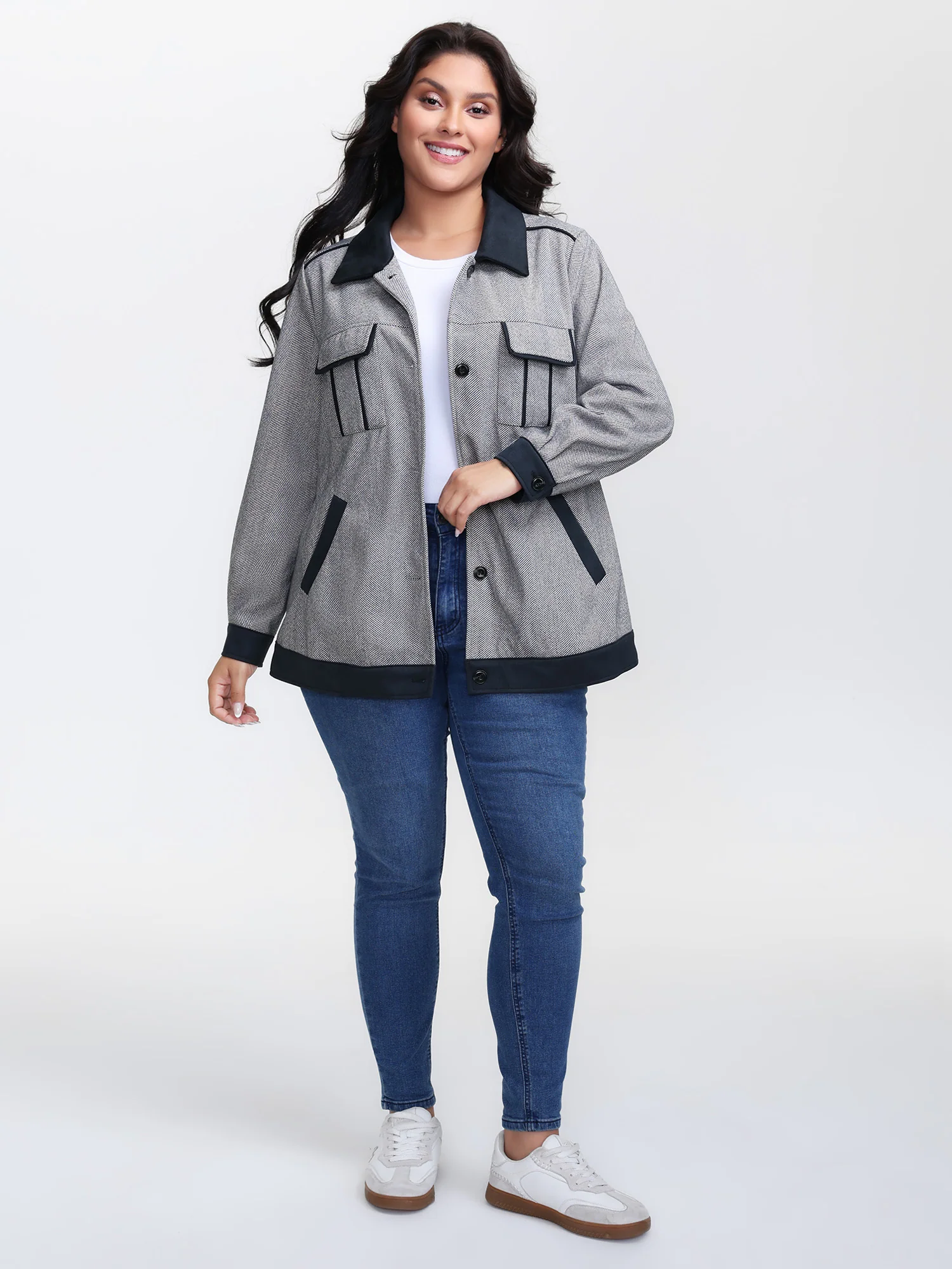 Mixed Material Lined Contrast Jacket - Image 3