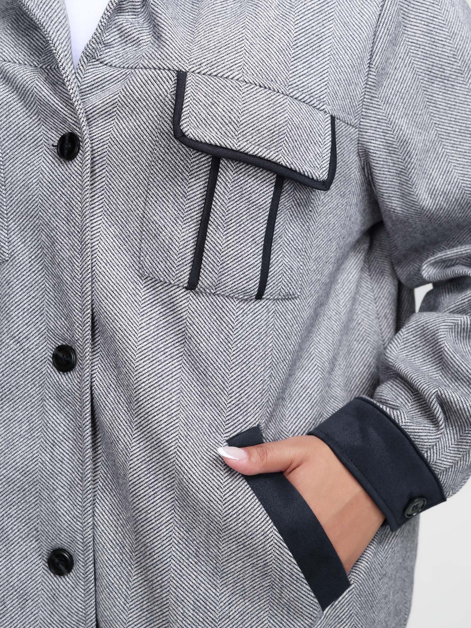 Mixed Material Lined Contrast Jacket - Image 4