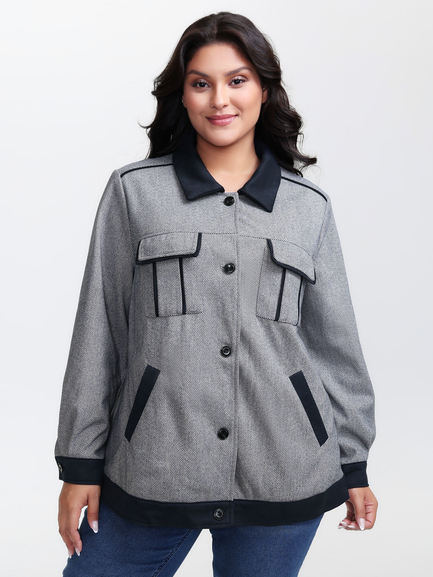 Mixed Material Lined Contrast Jacket - Image 5