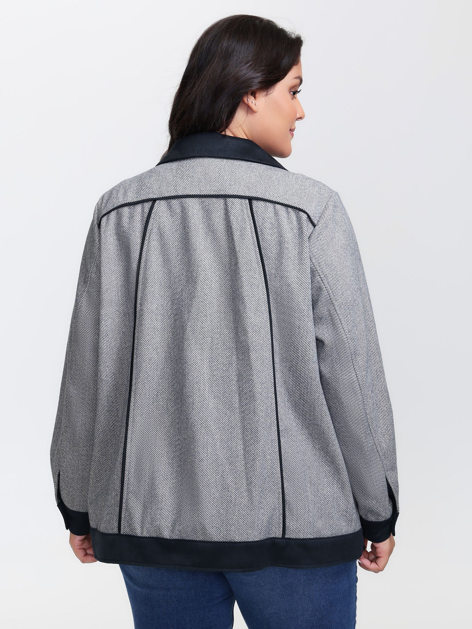 Mixed Material Lined Contrast Jacket - Image 6
