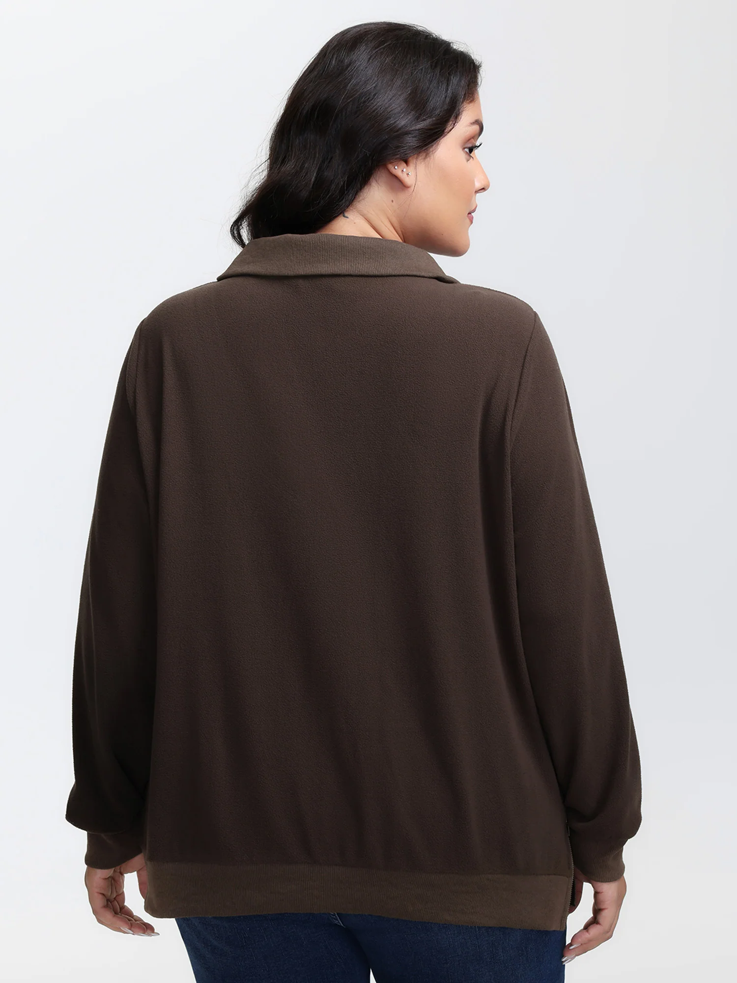 Mixed Material Spliced Collar Sweatshirt - Image 6