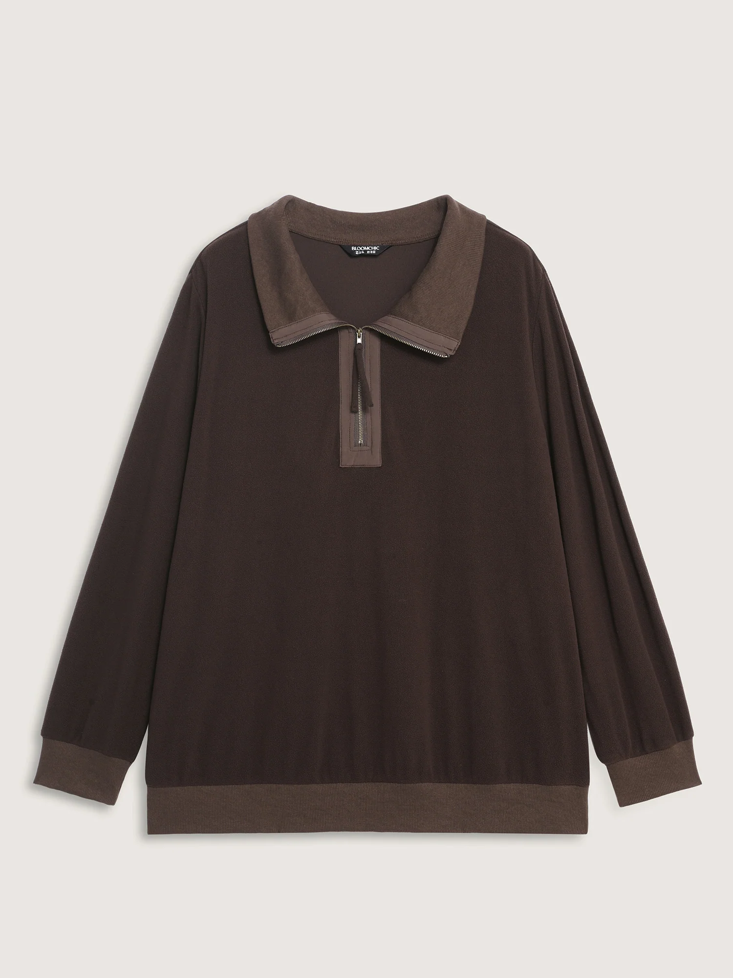 Mixed Material Spliced Collar Sweatshirt - Image 9