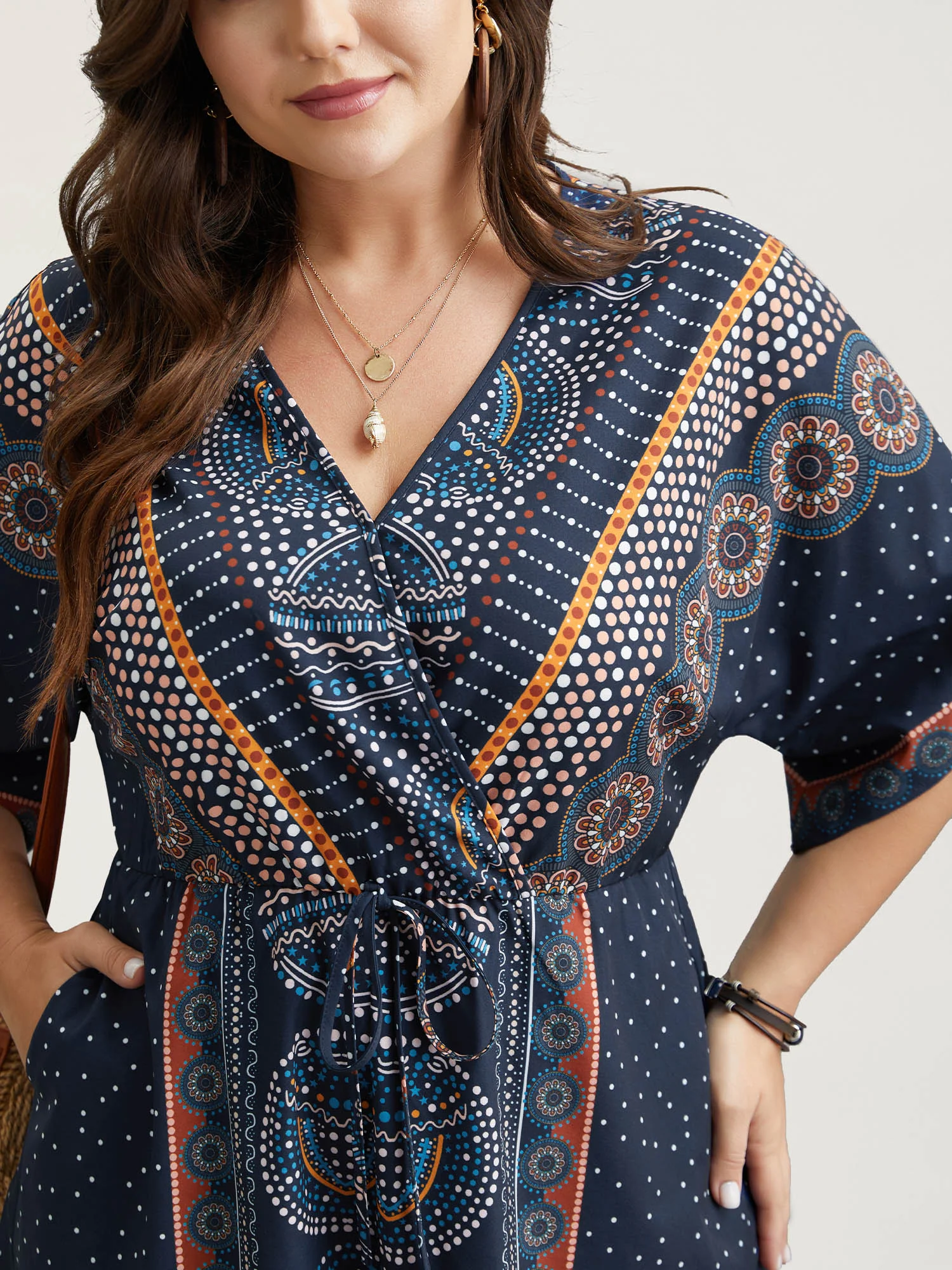 Mixed Ornate Print Pockets Romper - Image 2