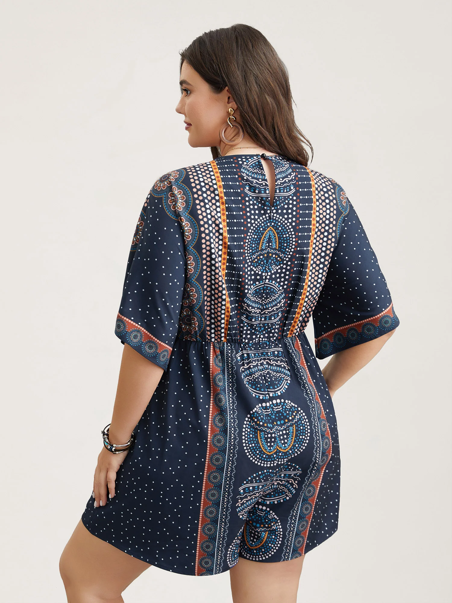 Mixed Ornate Print Pockets Romper - Image 5