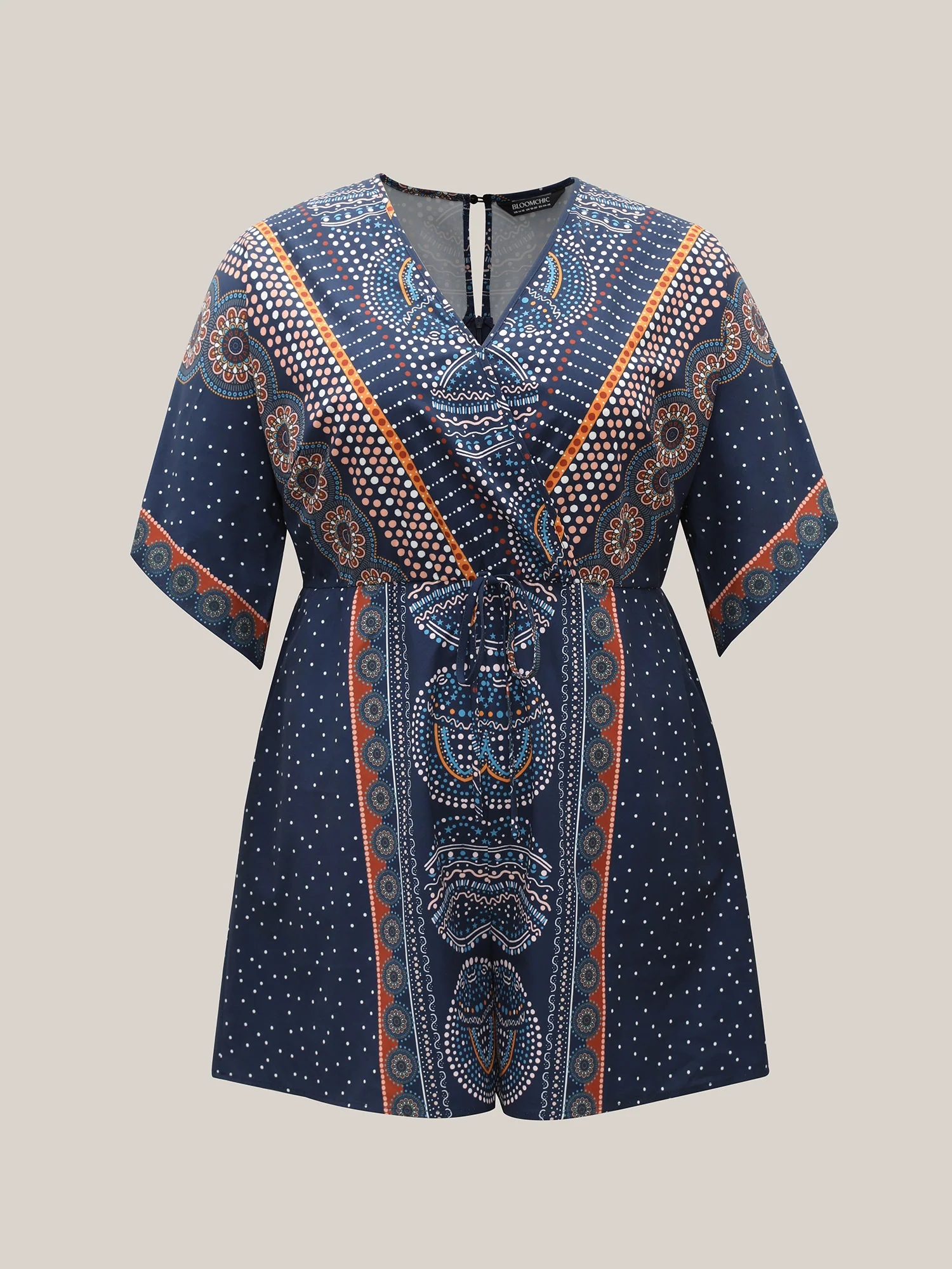 Mixed Ornate Print Pockets Romper - Image 8