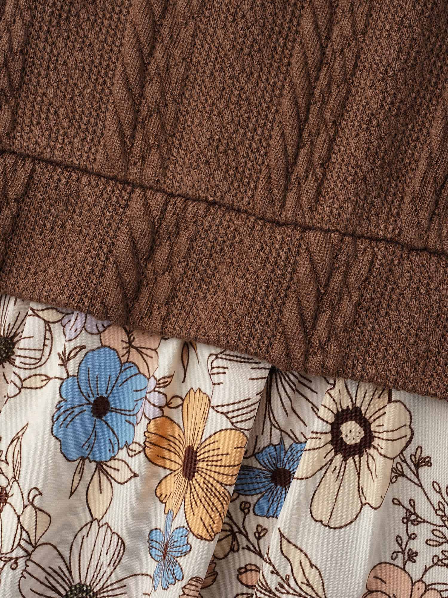 Mixed Texture Floral Combined Blouse - Image 6