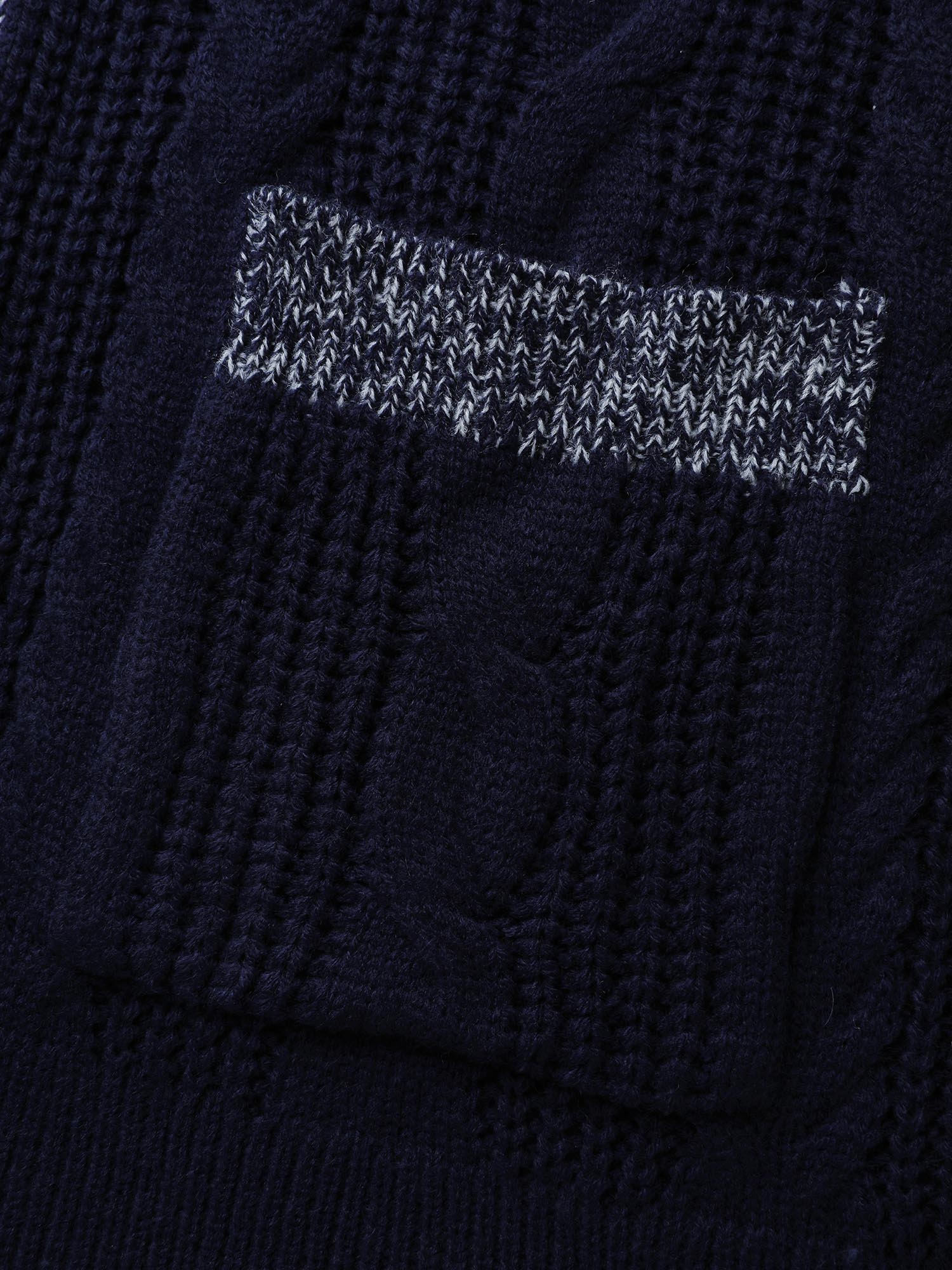 Mixed-Yarn Color Contrast Pockets Knit Cardigan - Image 6