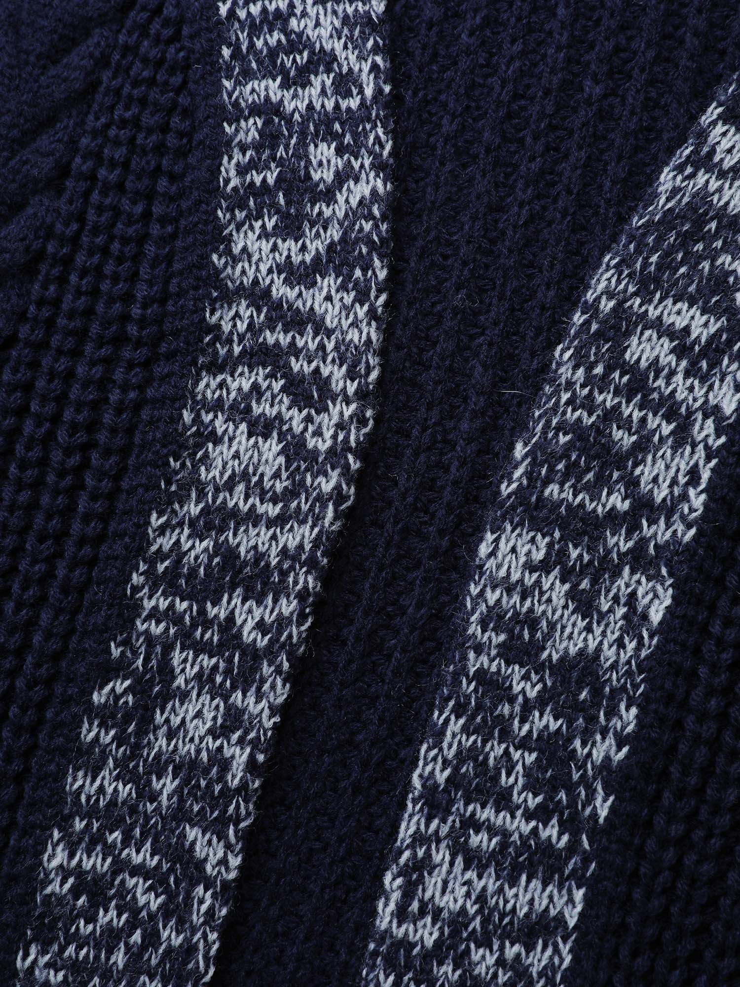 Mixed-Yarn Color Contrast Pockets Knit Cardigan - Image 7