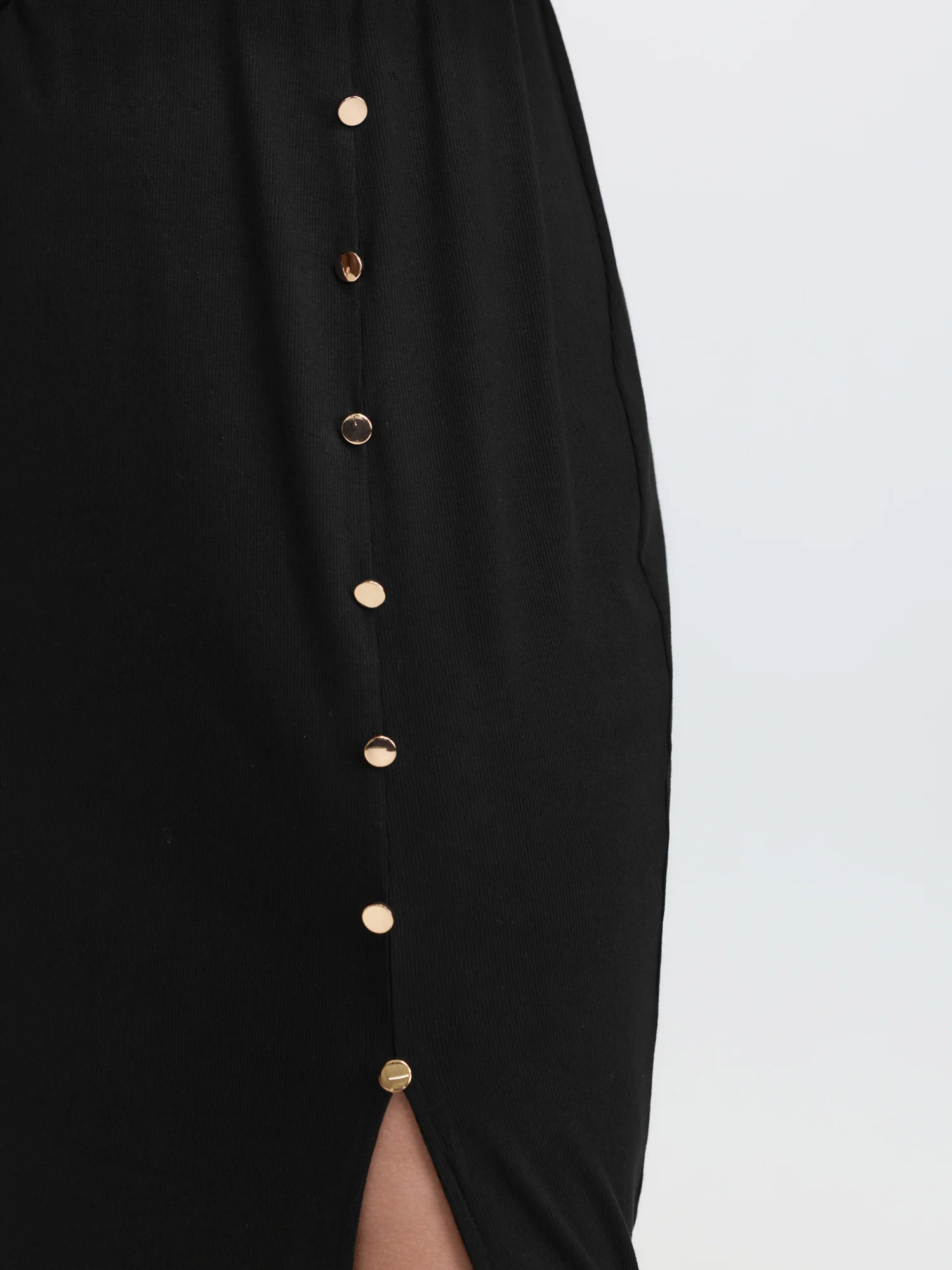 Mock Neck Button Waist-Defining Midi Dress - Image 3