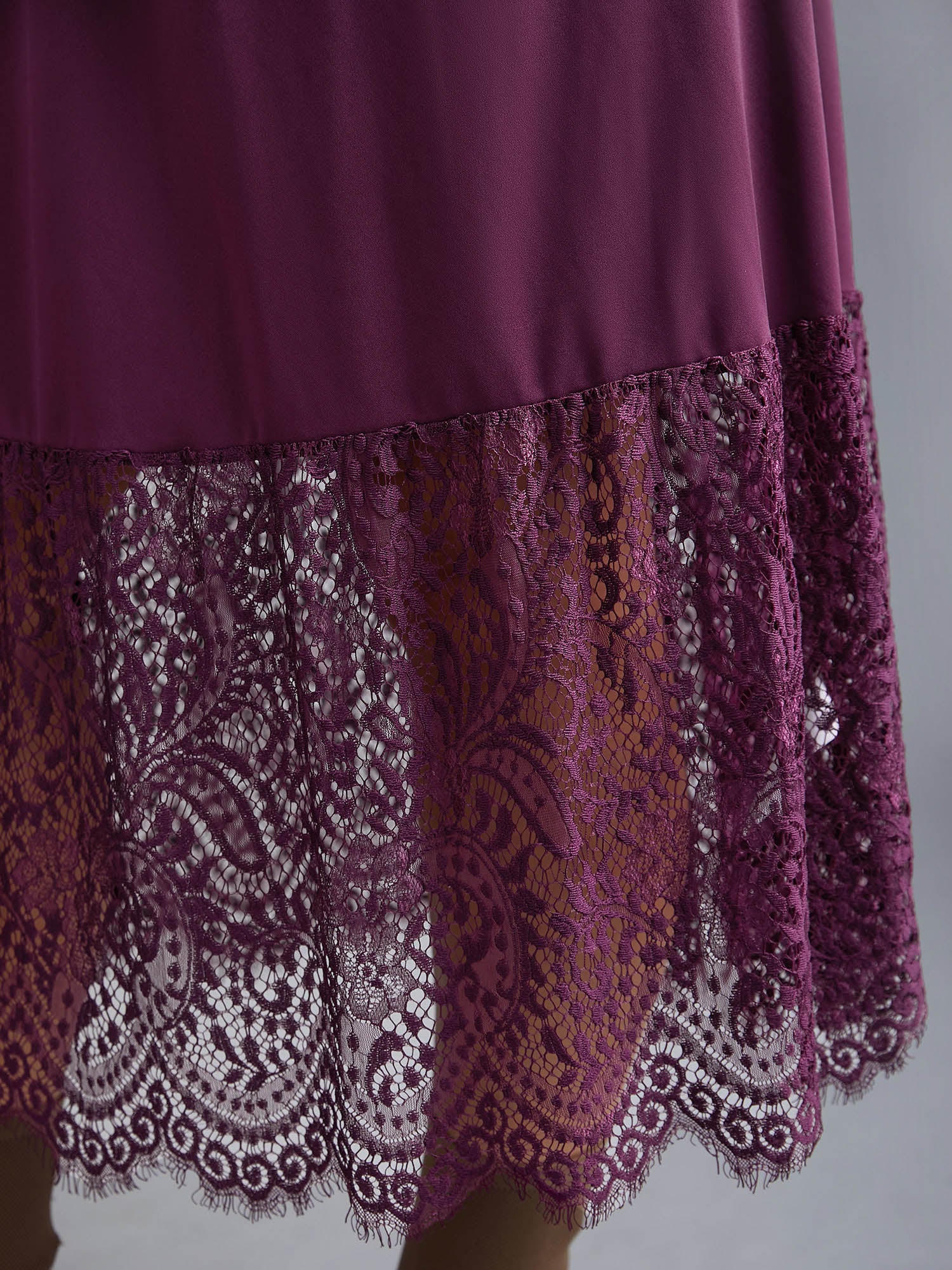 Mock Neck Crochet Lace Belted Dress - Image 2
