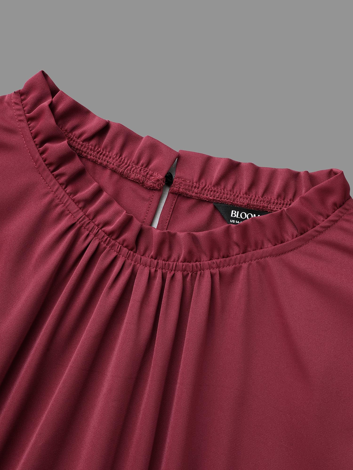 Mock Neck Frill Trim Pleated Dress - Image 6