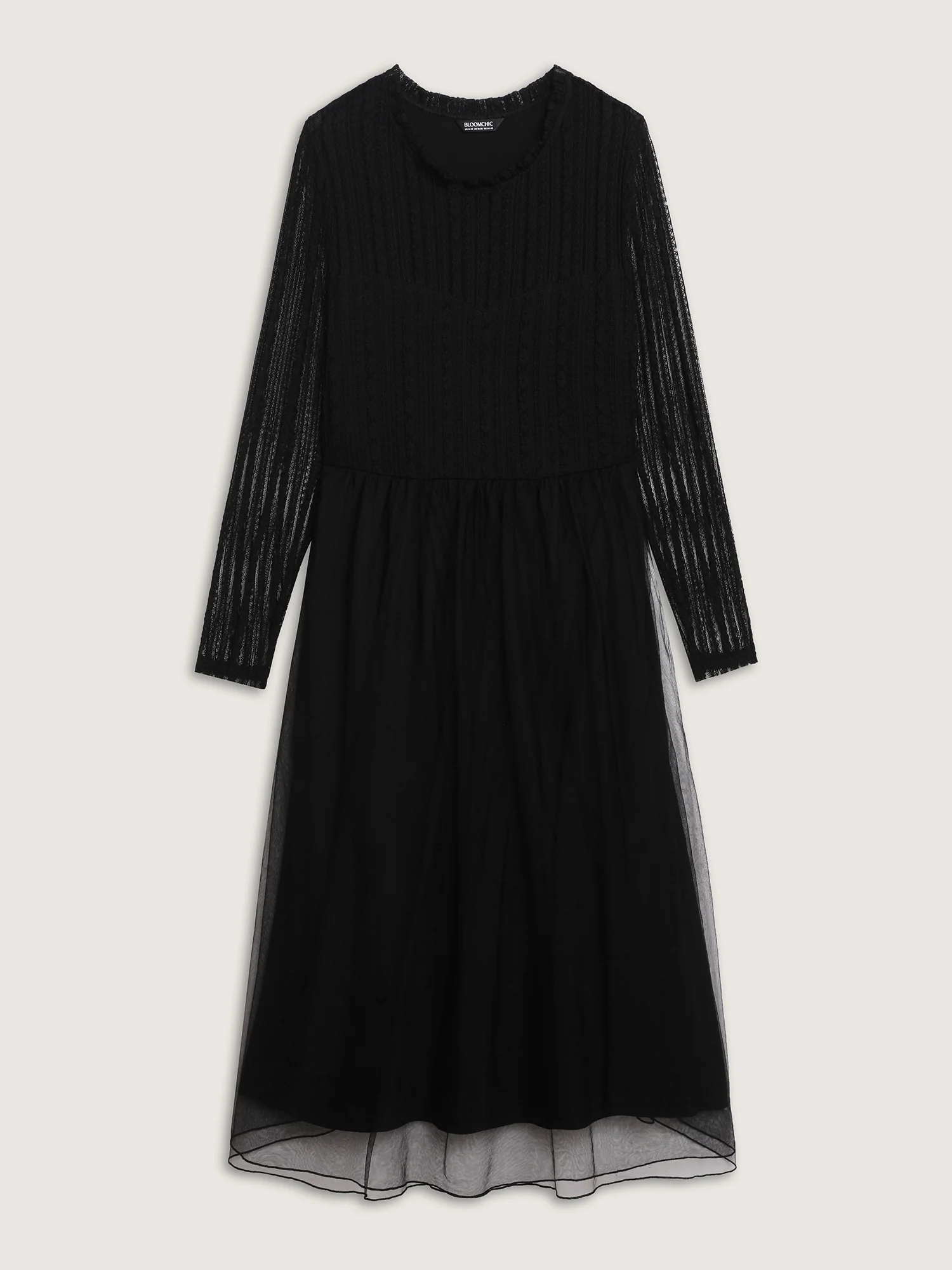 Mock Neck Sheer Stretchy Midi Dress - Image 7