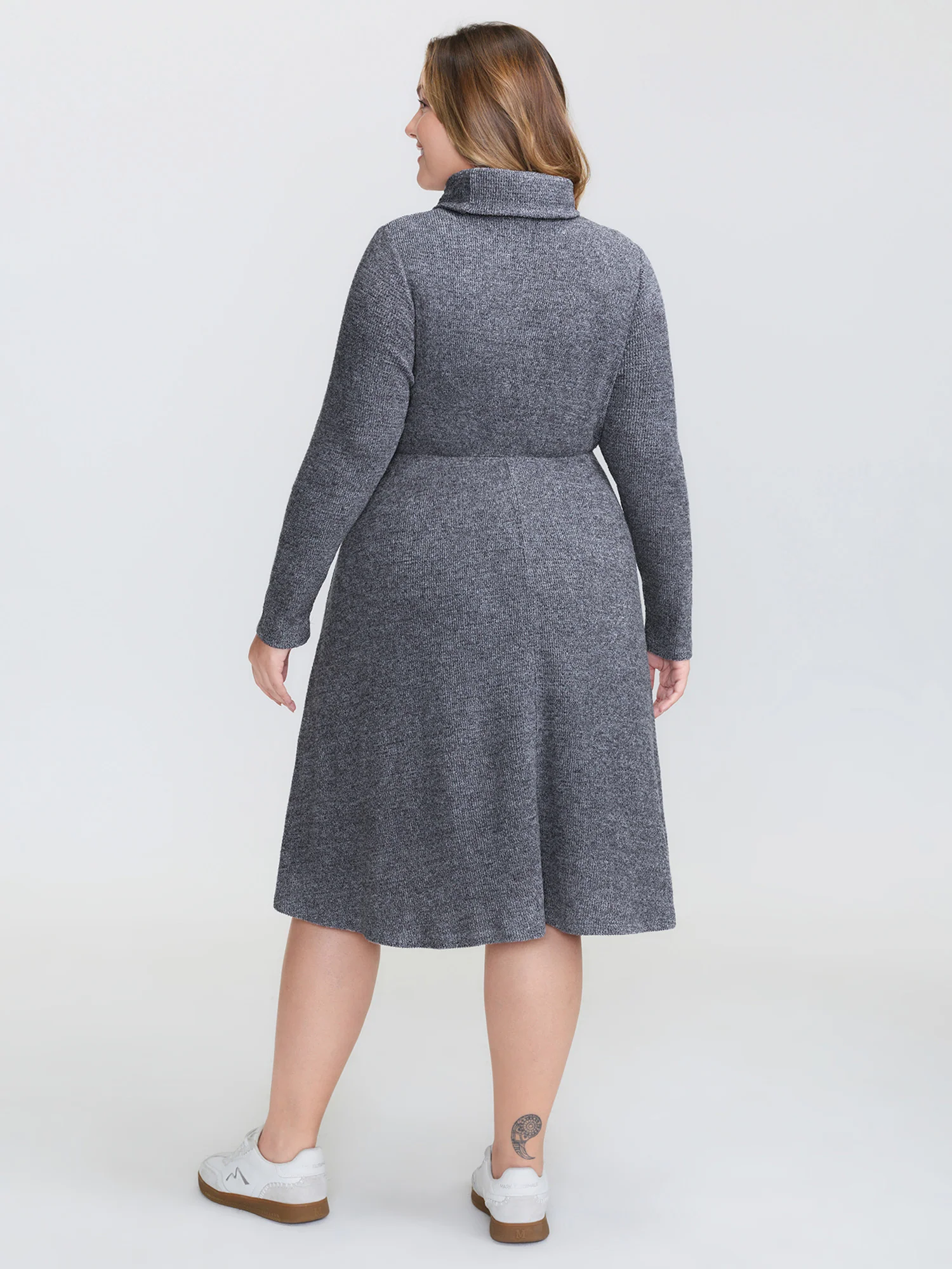 Mock Neck Waist Defining Midi Dress - Image 5
