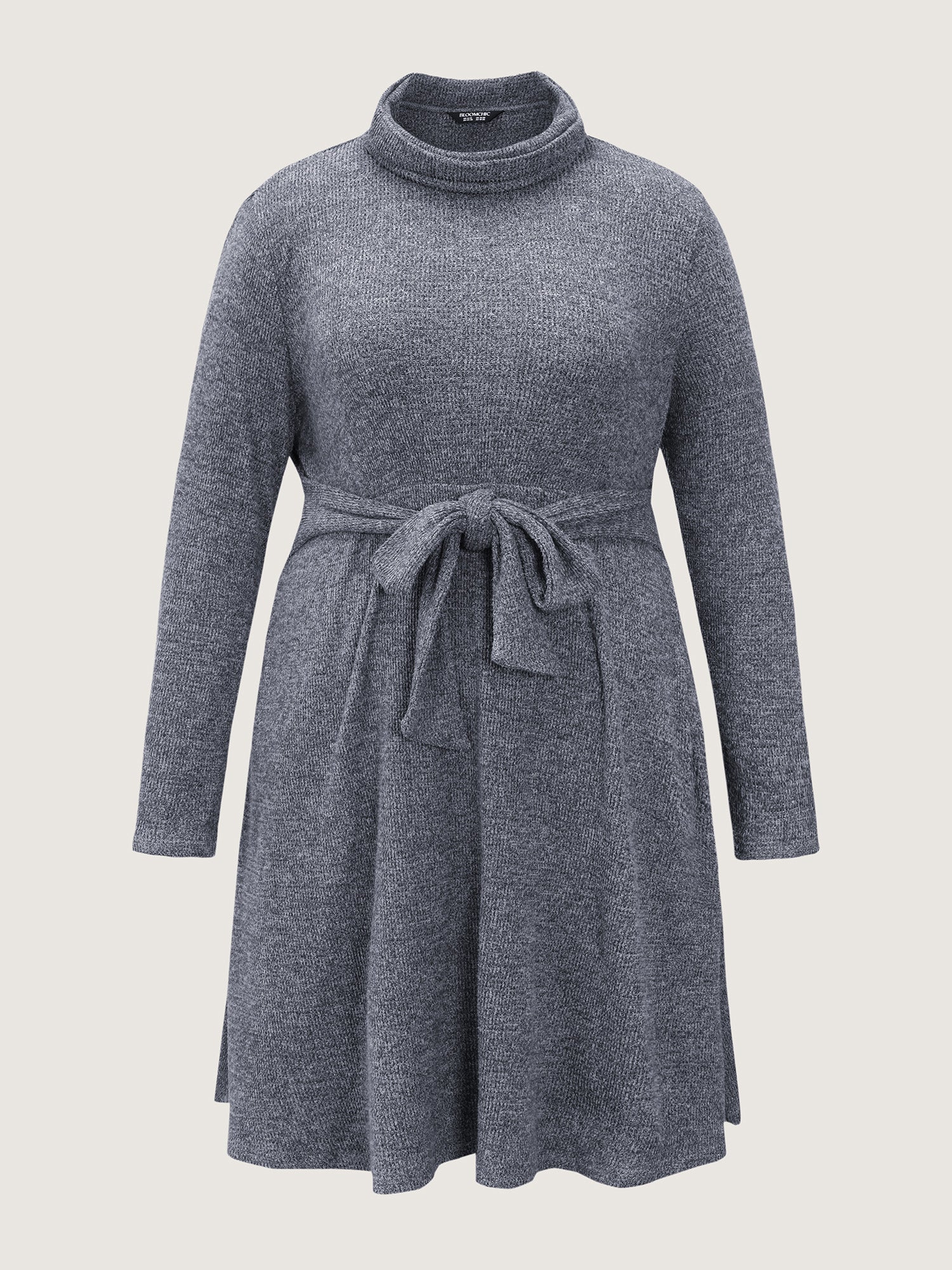 Mock Neck Waist Defining Midi Dress - Image 8